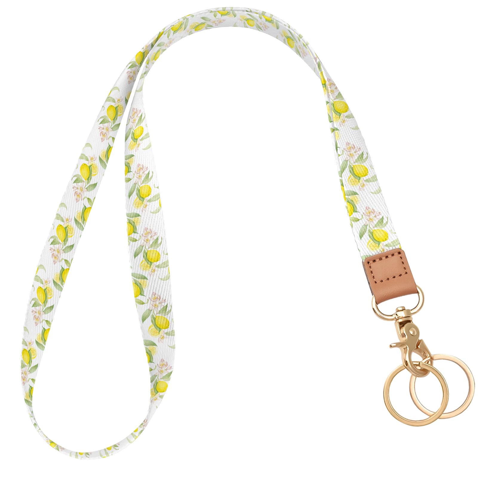 Knagsfa Badge Lanyard for Keys, Long Neck Strap with Metal Hook for ID Badges, Cute Lanyard Keychain for Women, Lemon