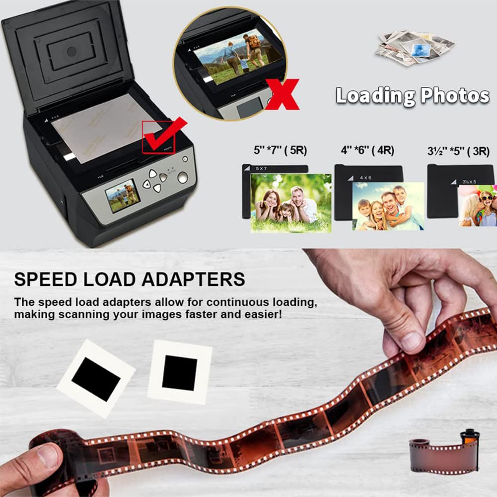 Scanner per diapositive per pellicole, scanner per pellicole e diapositive all-in-1 da 22 MP, scanner multifunzione, conversione di 135 pellicole/diapositive da 35 mm/110 pellicole/foto/documenti