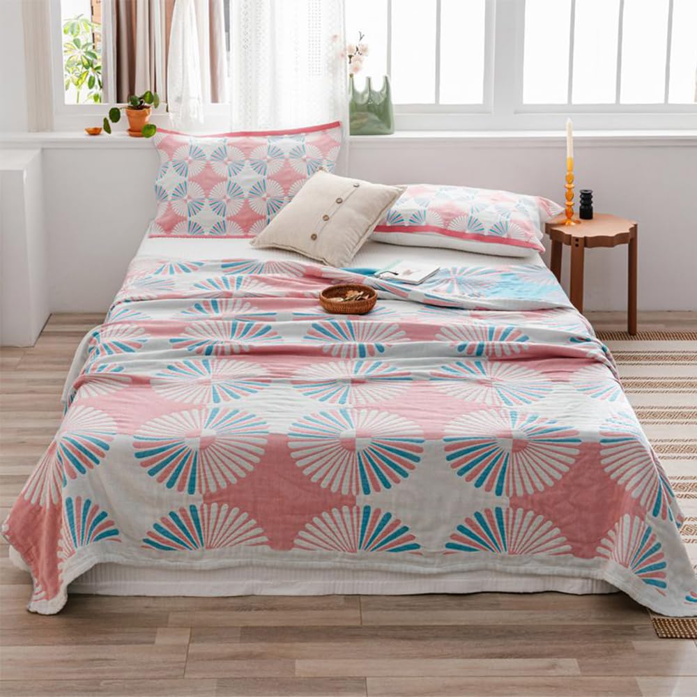Copriletto, 100% cotone, stile bohémien, coperta come copriletto, divano, tessuto su entrambi i lati, con motivo floreale, 150 x 200 cm