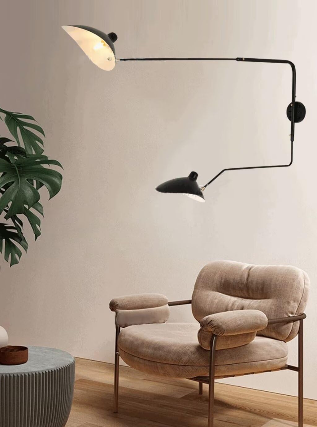Industrie Schwenkarm Wandleuchten mit Schalter, Vintage Einstellbar Lange Arm Wandlampe Schwarz 3000K Indoor Wand Leselampen Metall für Schlafzimmer, Wohnzimmer, Arbeit BüRo E27 2 Flammig