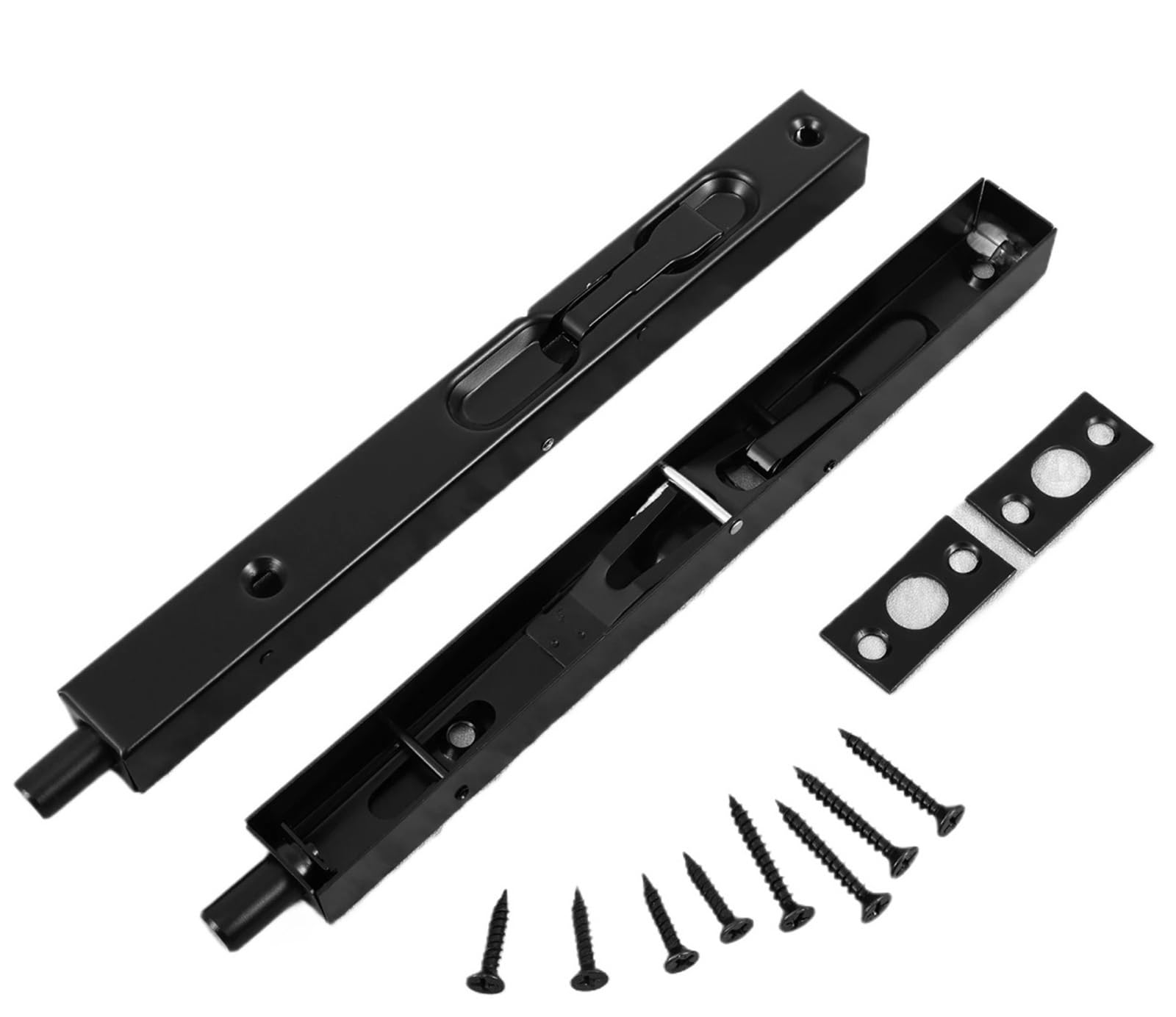 Flush Bolt for Double Door 4Pcs 8 Inch Door Bolts Stainless Steel Concealed Security Locks with Hardwares for Composite Wood Double