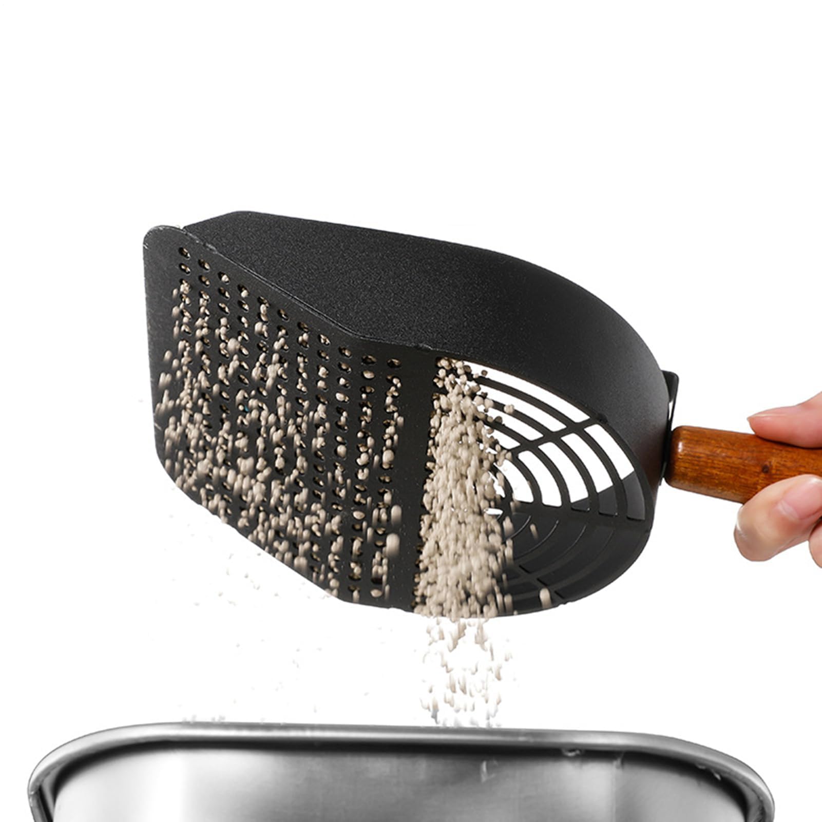 Pala para Arena de Gato, Raspador de Acero Inoxidable, Herramienta Limpieza Robusta for Uso doméstico y higiene óptima en Viajes(Hole Style High Carbon Steel Resistant to)