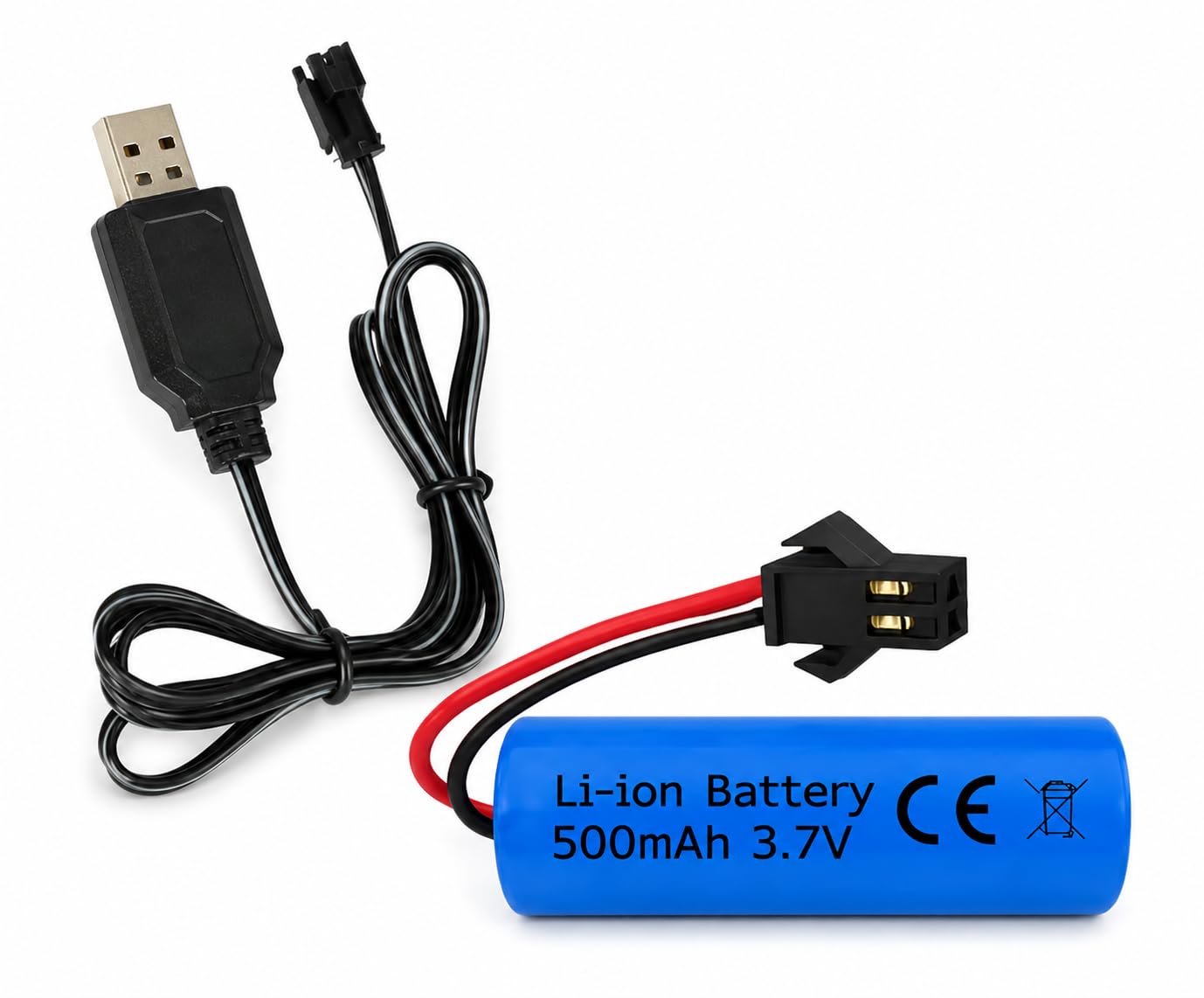 3.7V 500mAh Li-ion Rechargeable Battery with USB Charger Cable, SM 2-Pin Connector, High Capacity Lithium Battery for RC Toys, DIY Electronics, LED Projects & Rechargeable Devices-image-31