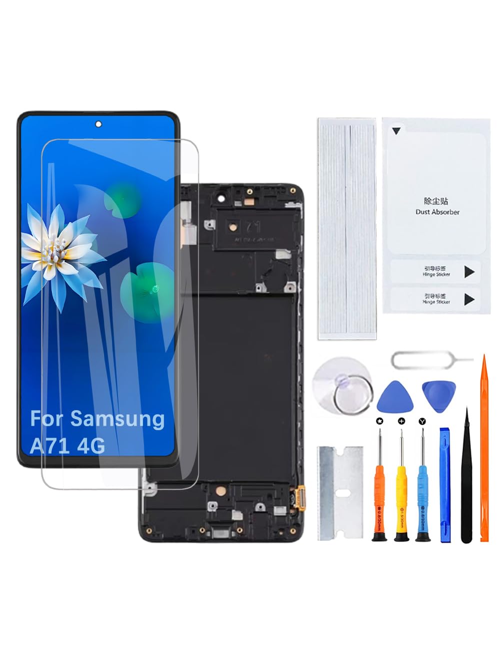 H&LYCYJ Display Screen for Samsung Galaxy A71 4G TFT A715F A715F/DS A715F/DSN A715F/DSM LCD Screen Replacement Assembly Kit with Frame（Without Fingerprint）