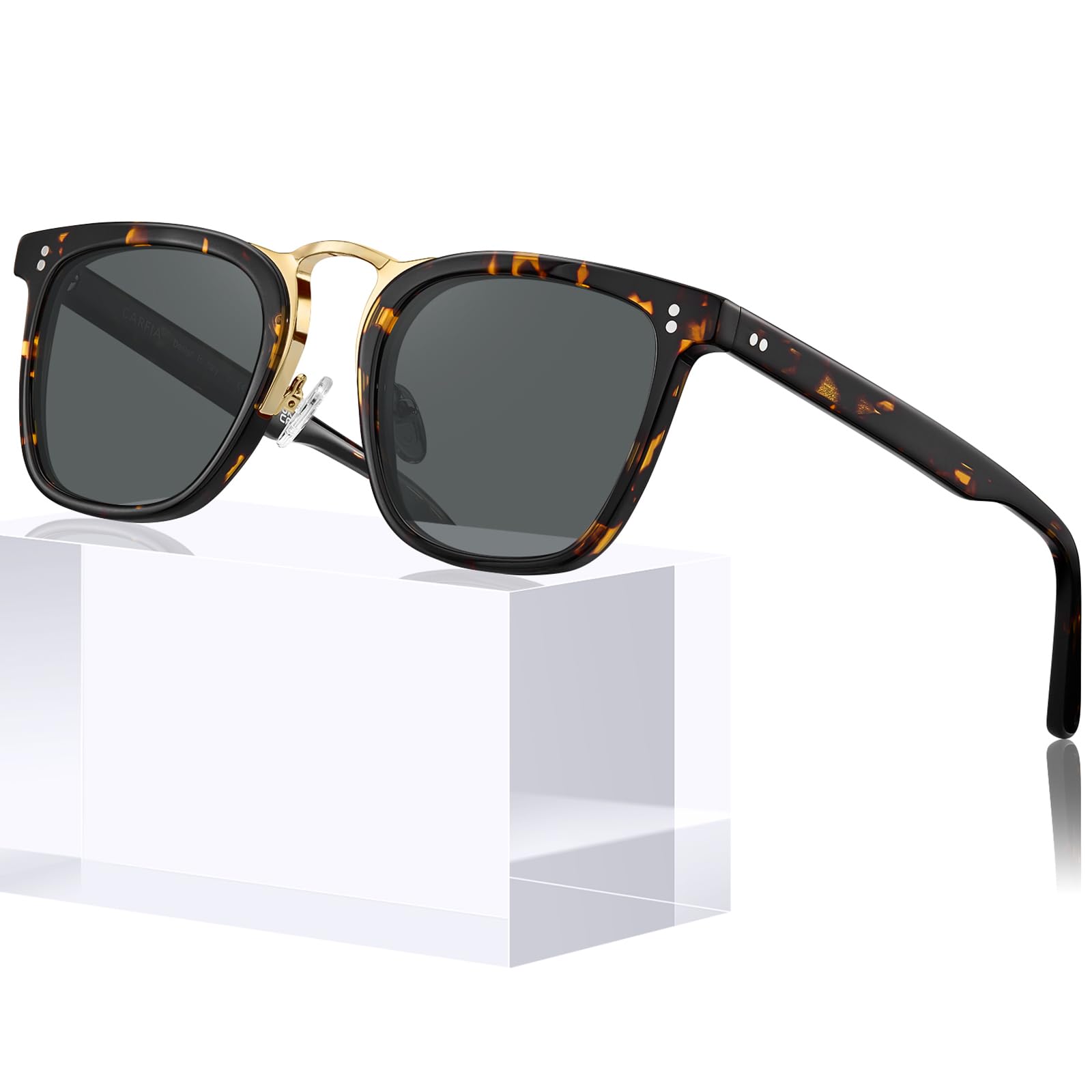 CARFIA Sonnenbrille Herren Polarisierte UV400 Schutz Klassische Fahrbrille Acetat Quadratischen Rahmen Outdoor Angeln Sportbrille CA5107