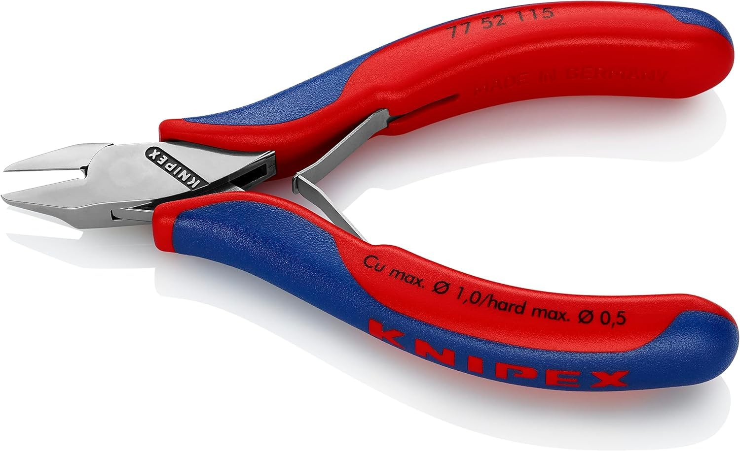 KNIPEX Alicates de corte diagonal para electrónica con articulación machihembrada con mangos multicomponente 115 mm, 77 52 115