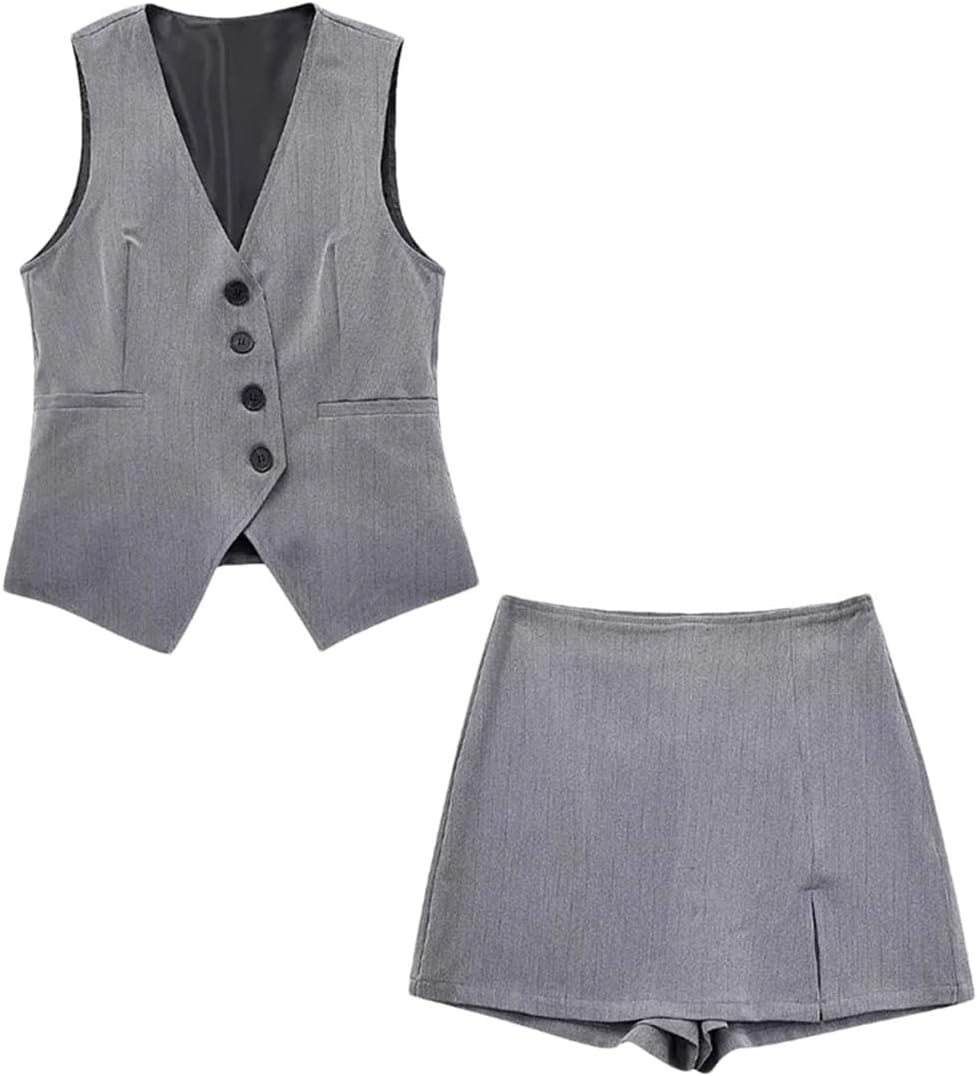 Women Suit Solid V Neck Single Breasted Pockets Blazer Zipper Straight Shorts Fashion Sets