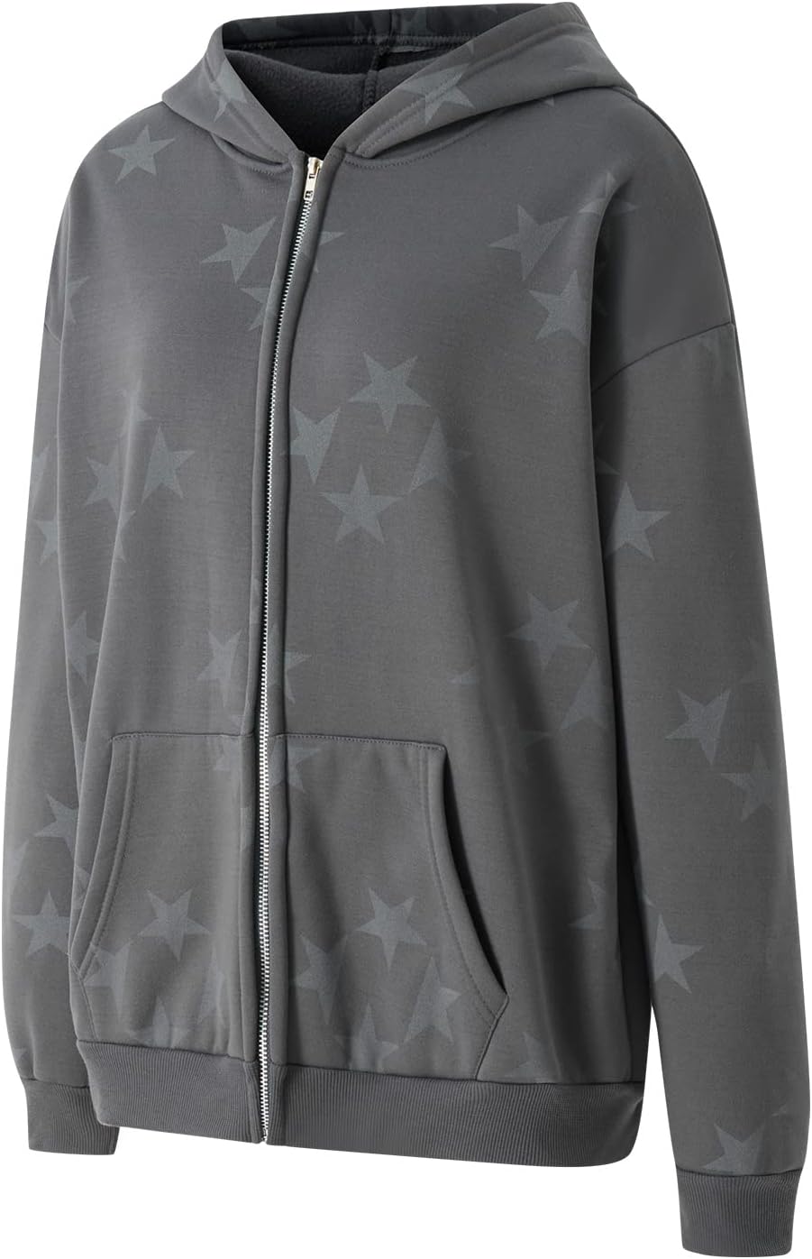 Karwuiio Women Y2k Zip Up Hoodies Star Graphic Long Sleeve Jackets Hip Hop Harajuku Oversized Hooded Sweatshirt - Image 5