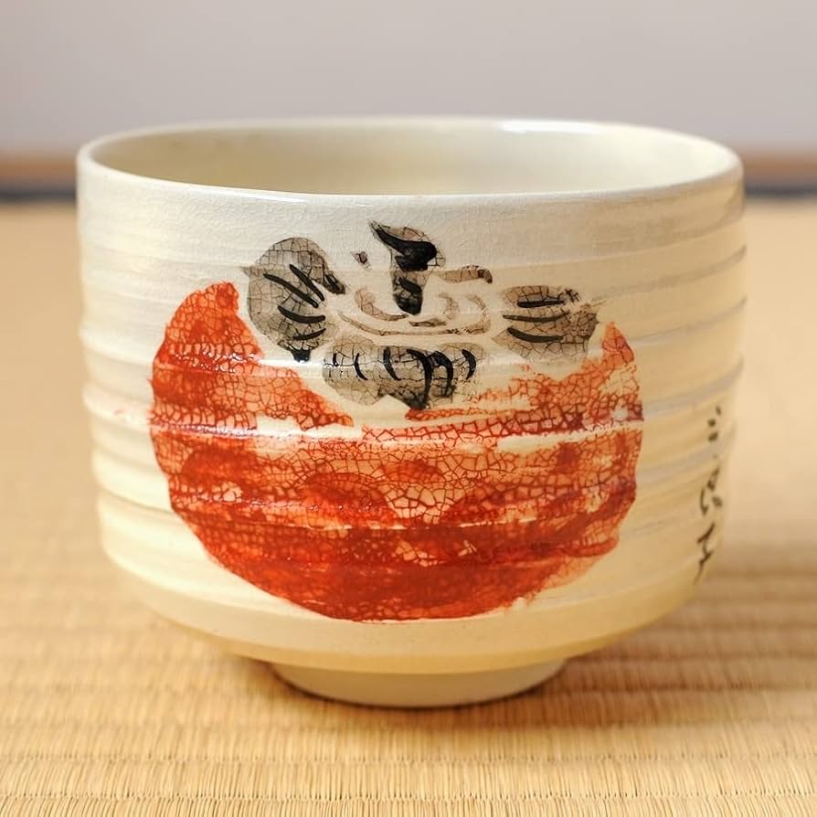 Amazon.co.jp: 酒井三良 絵付 犬山焼 柿絵 茶碗 （ 三代 尾関作