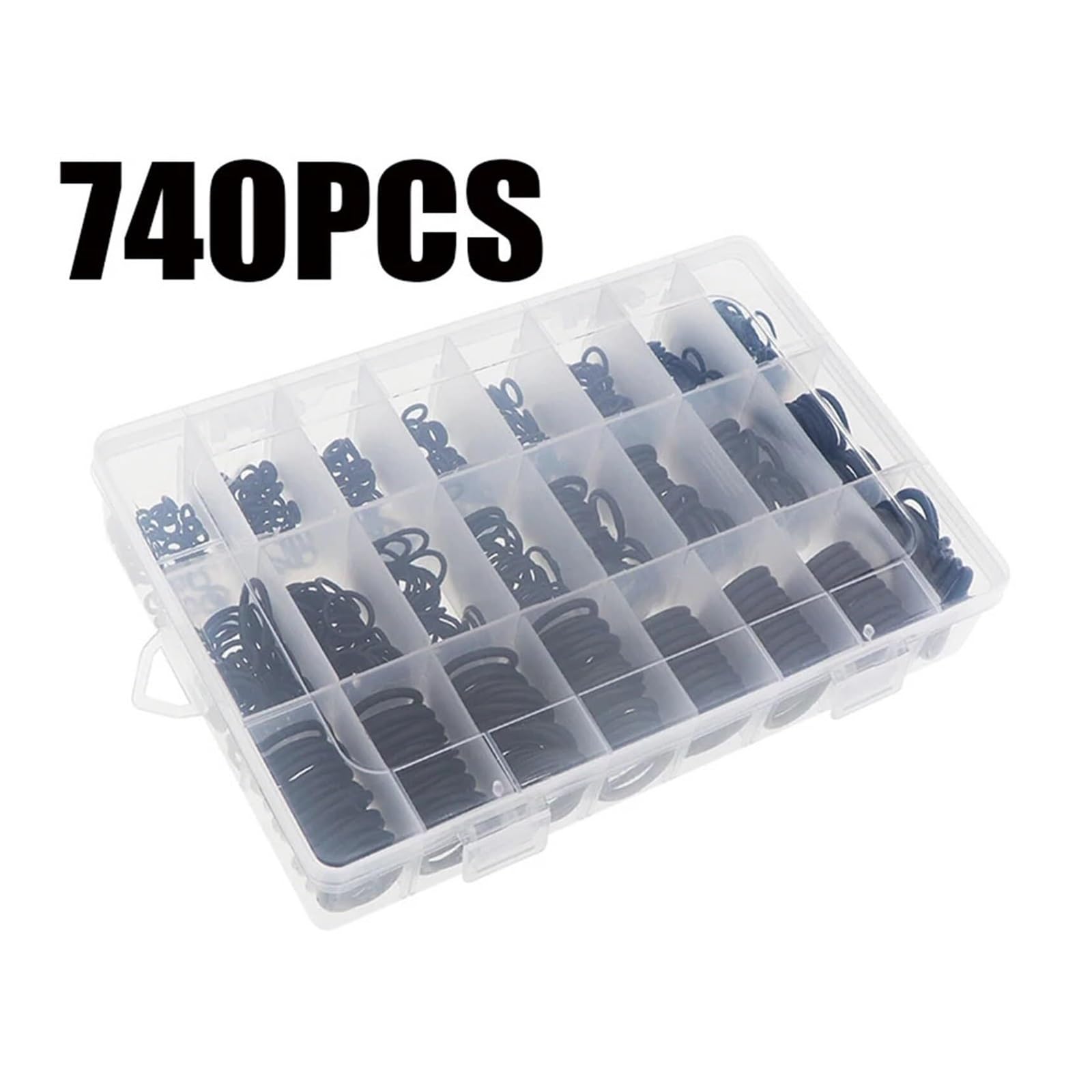 740/1200 Uds Juntas tóricas de Goma Juego de Anillos de Sellado Juntas tóricas de Caucho de nitrilo Banda elástica de Sellado NBR O Juego de Anillos de Goma(740PCS)