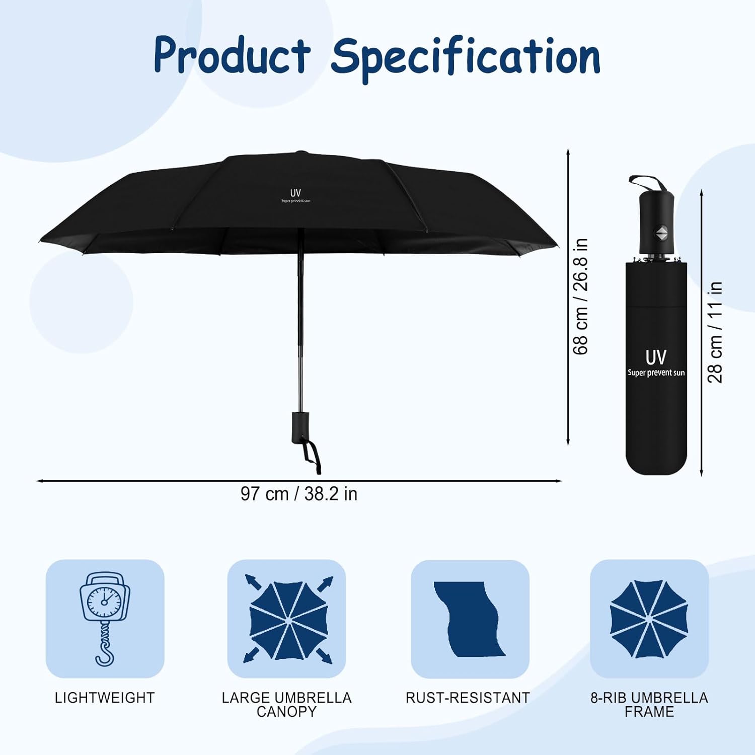 Bulk Umbrellas, Travel Folding Umbrellas Exquisite Appearance, Durable Construction, One-Button Open/Close, Foldable Storage, Suitable For Both Sunny And Rainy Days - Image 2