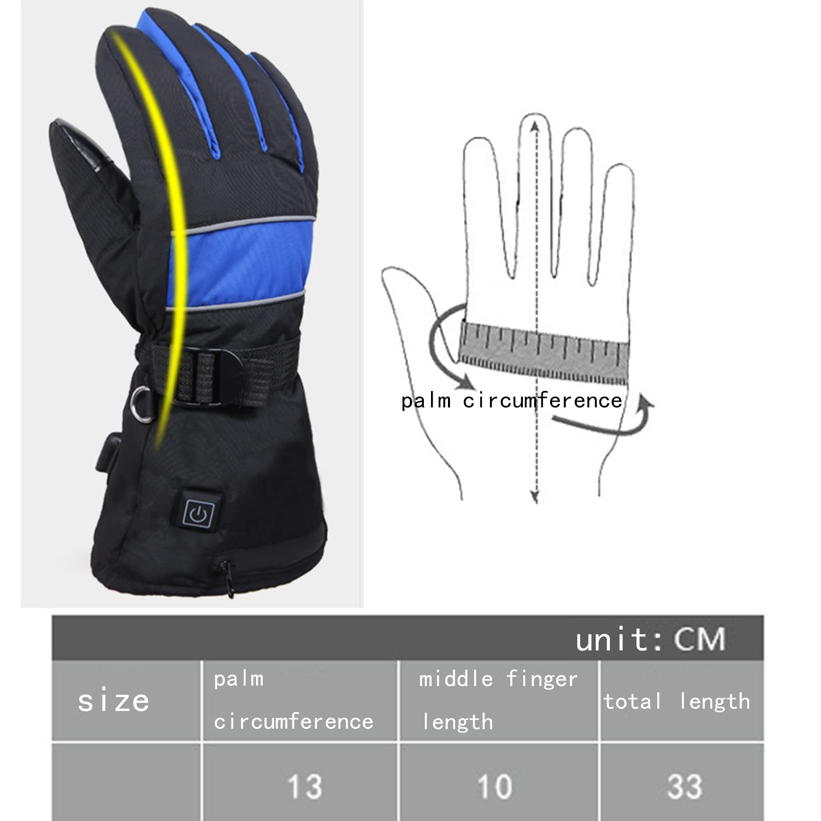 CHEWYNP Guantes térmicos para Hombres y Mujeres, Guantes térmicos para Motocicleta Pantalla táctil Impermeable Guantes térmicos de Invierno Calefacción de Doble Cara 3 Niveles de calefacci