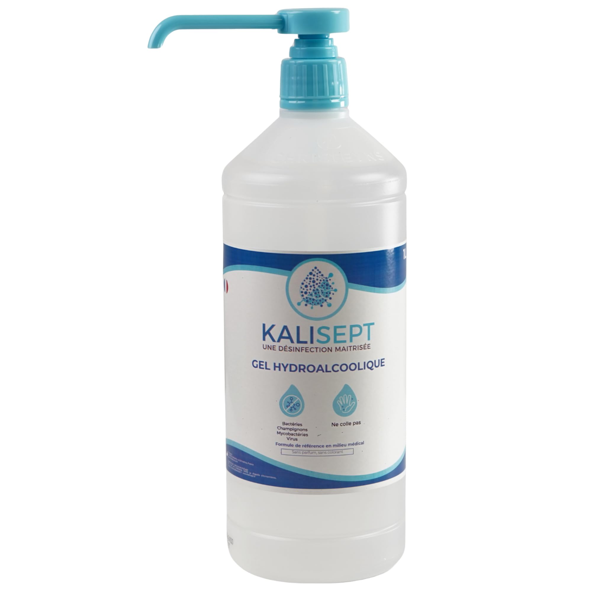 Gel Hydroalcoolique Bactéricide Fongicide Virucide - Alcool végétal - 1L Gel Désinfectant, Ne Colle Pas