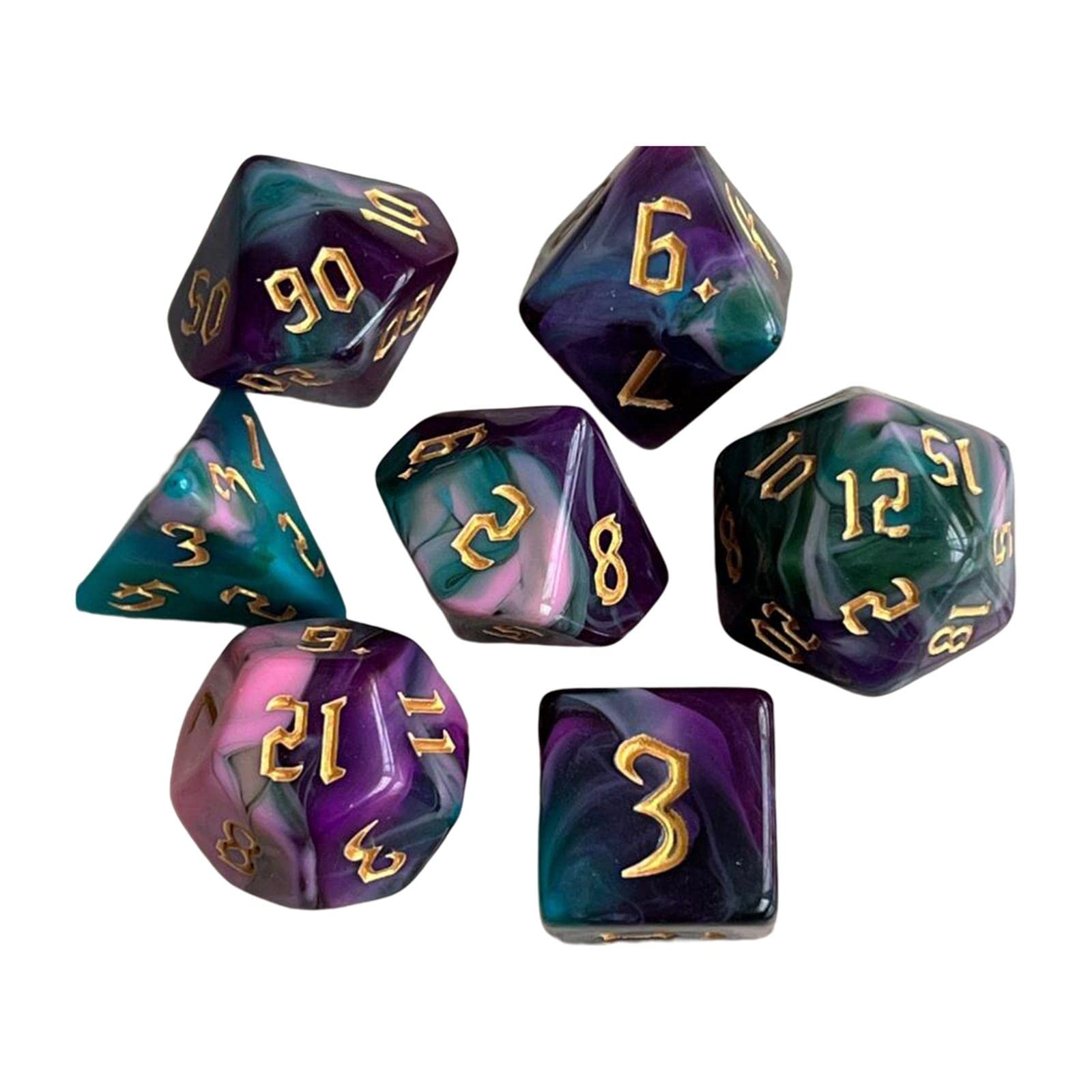 UJEAVETTE 7X Painted Polyhedral Dice Family Games for DND RPG MTG Card Games Families H