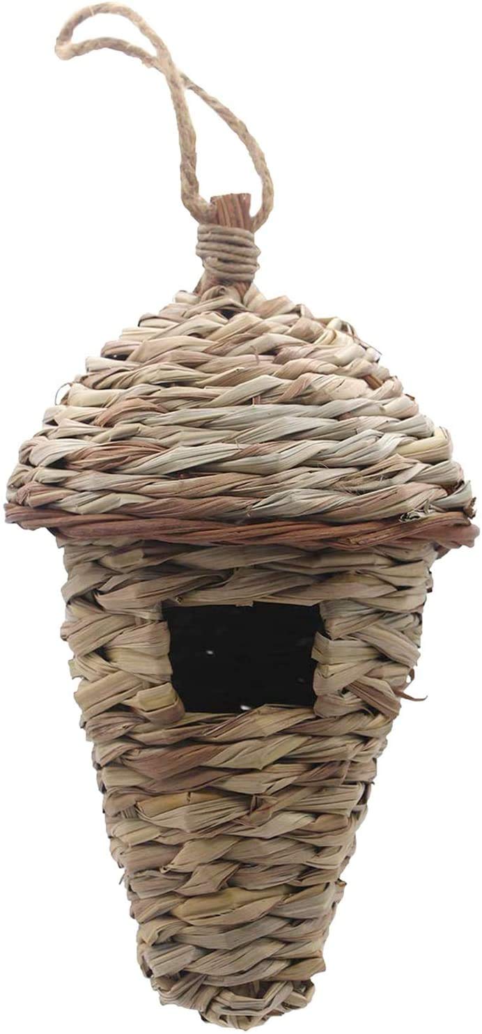 AJH Bird House,Winter Bird House For Outside Hanging,Grass Hand Woven Bird Nest House,Natural Bird Hut Outdoor,Birdhouse For Kids,Songbirds House (Corn)