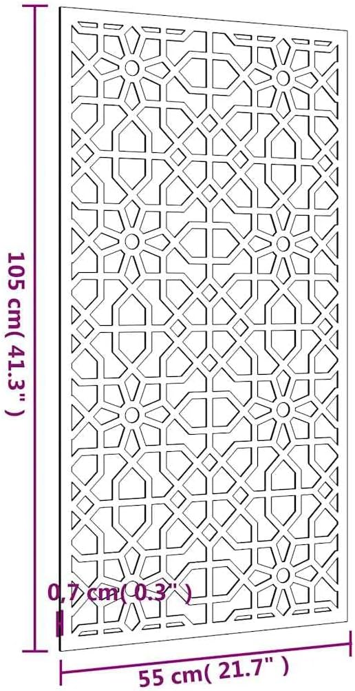 vidaXL Corten Steel Patio Wall Décor | Moorish Pattern Design | y Color | Easy-to-install | Solid and Durable Construction | 41.3"X21.7"X0.3"