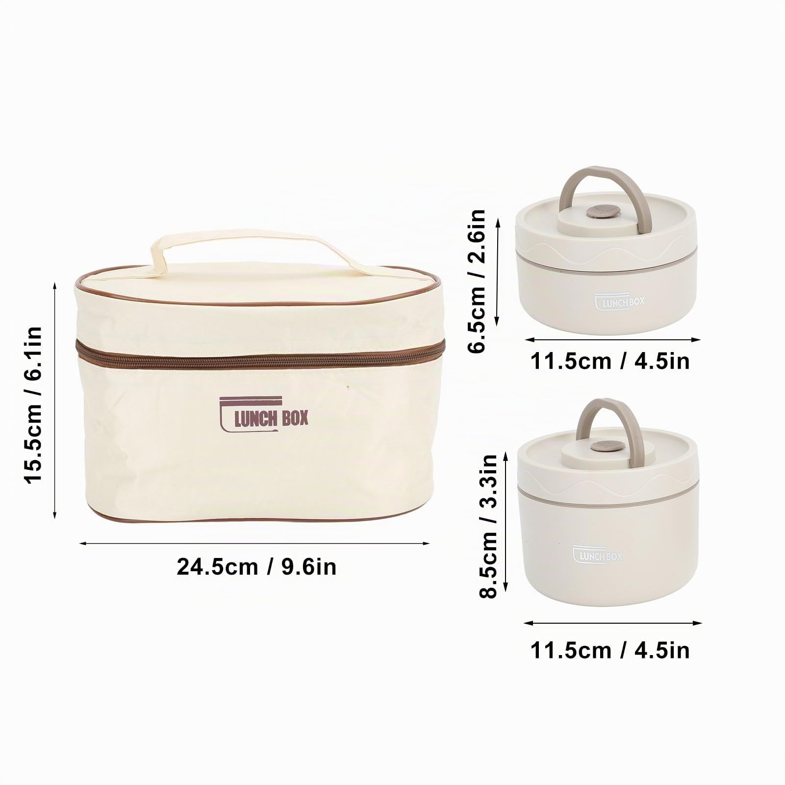 Lunch Box Sigillato Contenitore per Pranzo Isolato Multifunzione Box Termico Portatile Rotondo in Acciaio Inossidabile 304 con Borsa Termica (4 pezzi)