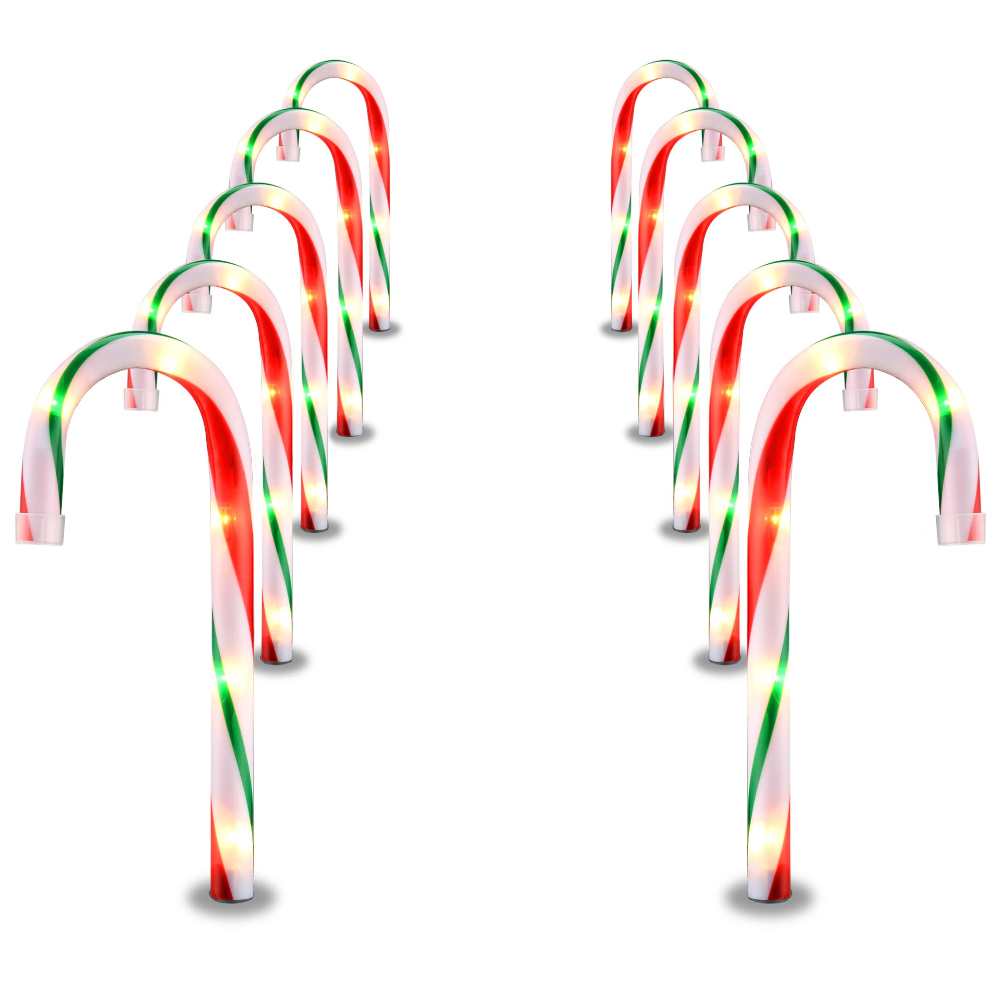 GAGALIFE Candy Cane Lights - 10 Pack Candy Cane Pathway Lights, 10" Christmas Candy Cane Lights, Outdoor Candy Cane Decor for Walkway, Driveway, Sidewalk, Garden, Yard, Xmas Path Lights with Stakes