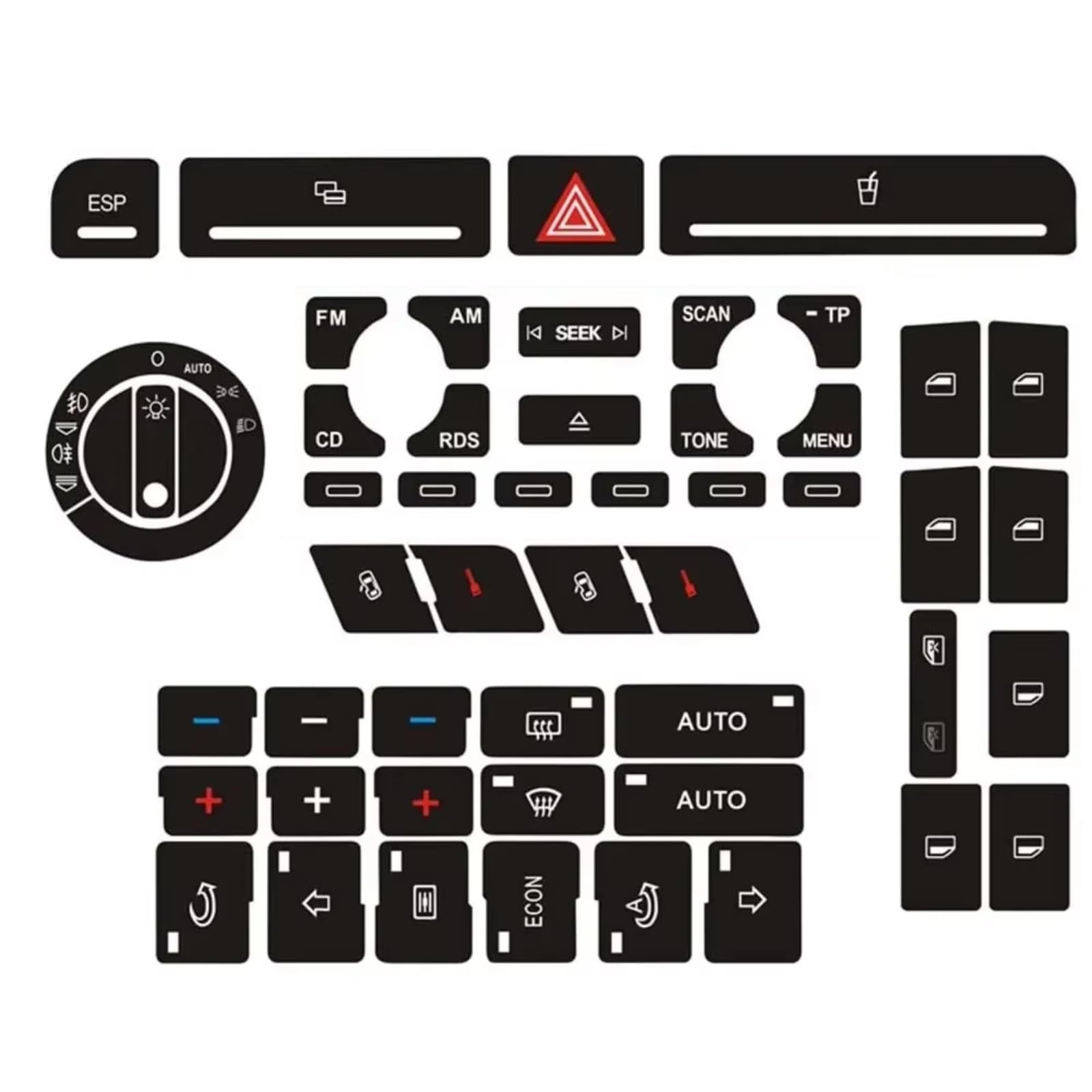 Modification Interior Compatible with A4 B6 B7 Button Worn Knob Switch Car Button Repair Decal Sticker Air Condition Climate Control Button Repair Sticker