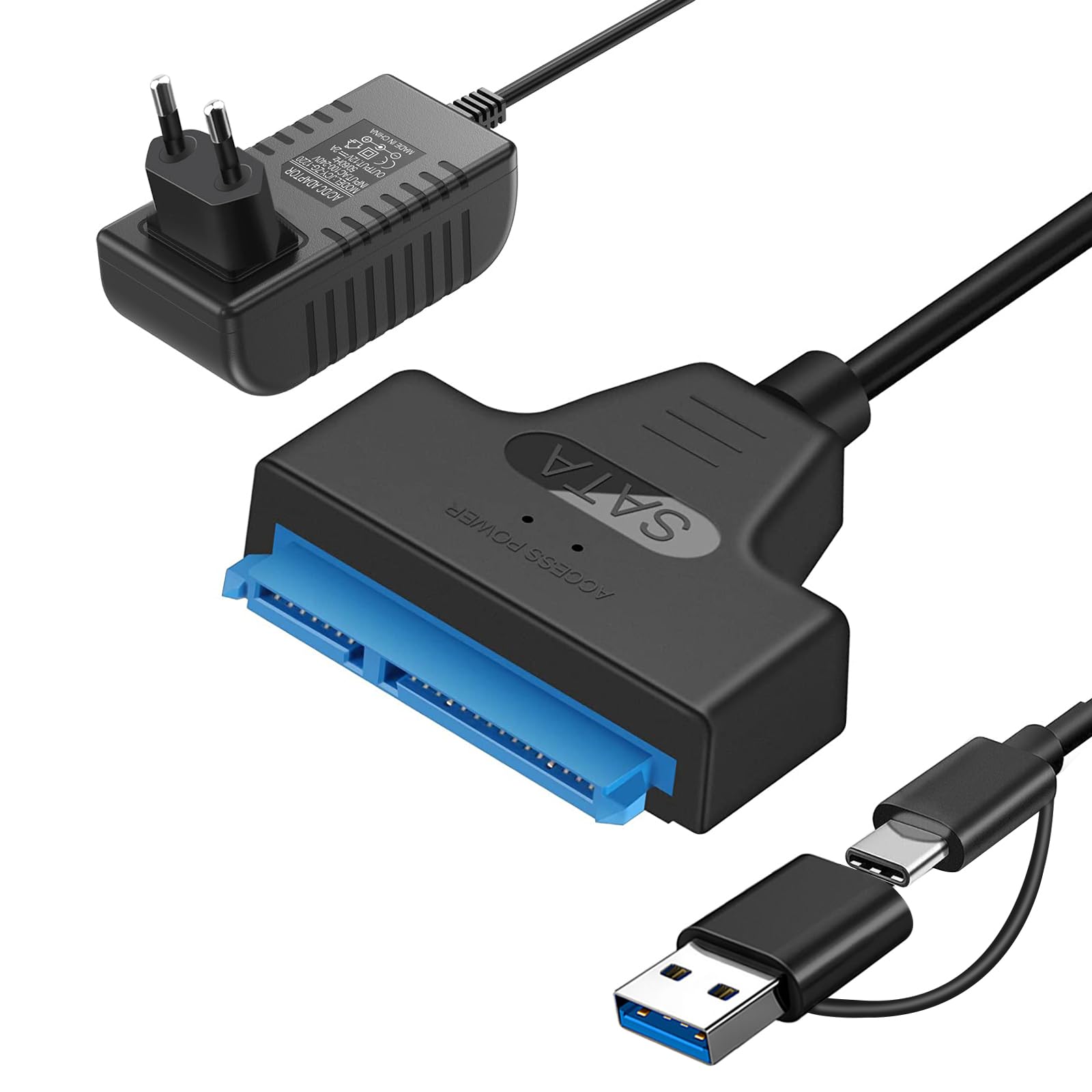 Unnderwiss kabel Sata usb adapter do dysków twardych Sata na usb Kompatybilny z zewnętrznymi i wewnętrznymi dyskami twardymi SSD/HDD 6,35 / 8,89 cm Adapter Kompatybilny z systemami operacyjnymi