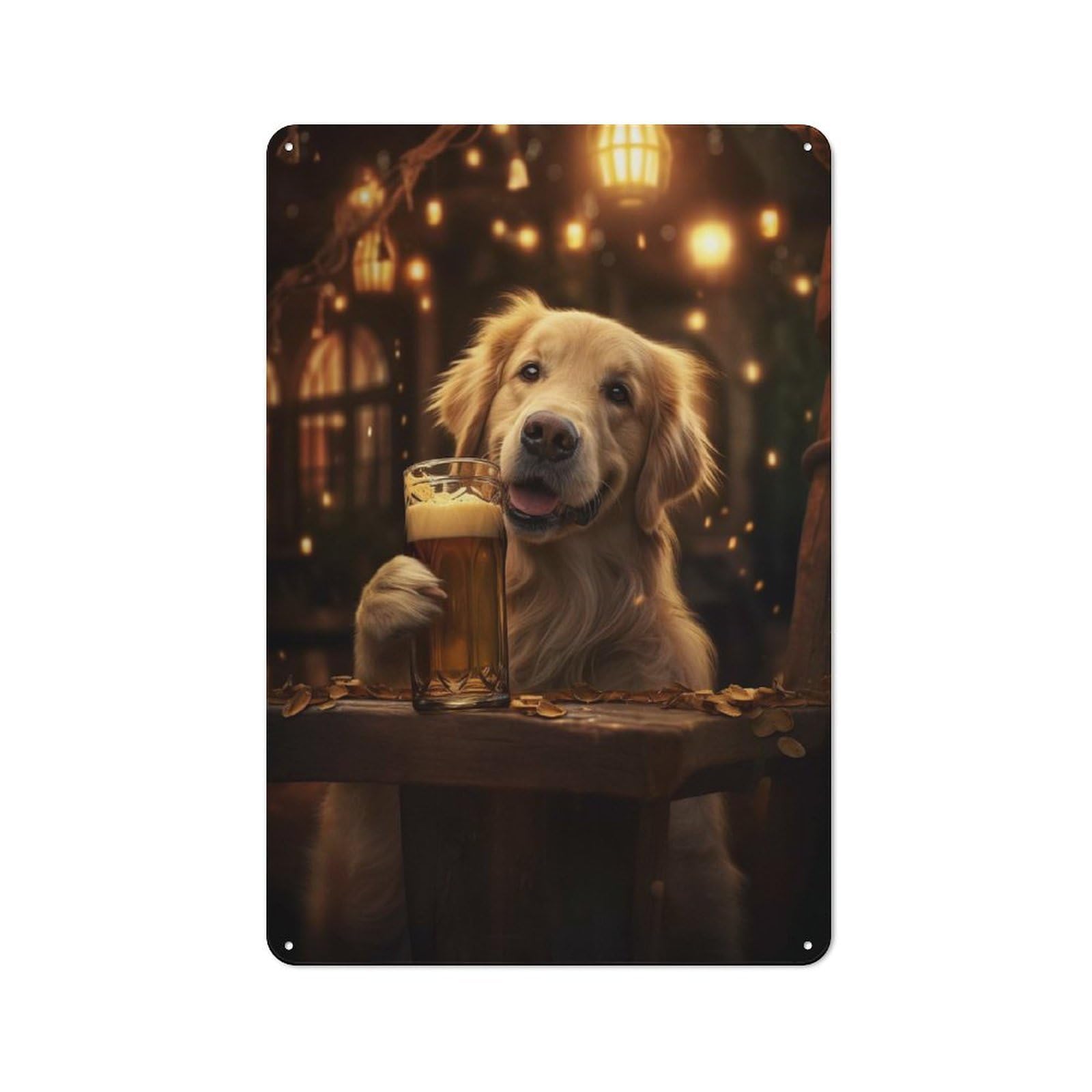 Junmoney Golden Retriever Pint Beer Rustic Tin Wall Plaque 30X20cm For Kitchen Or Home Bar, A Winter Wall Decor Update For Kitchen Decor Lovers