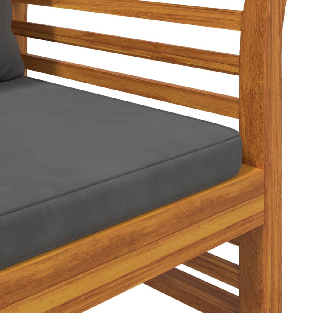 vidaXL Divanetto con Cuscini Grigio Scuro in Legno Massello di Acacia