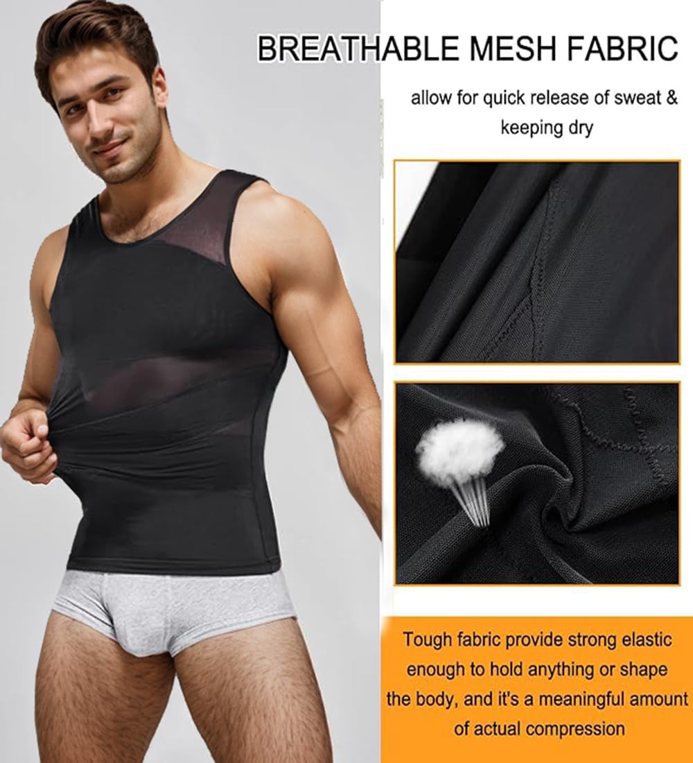 Camiseta Interior Moldeadora para Hombre con Efecto Vientre Plano Faja Reductora Chaleco de compresión algodón Body Shaper para Gym Fitness (FR/ES, Letras, XL, Regular, Regular, Negro)