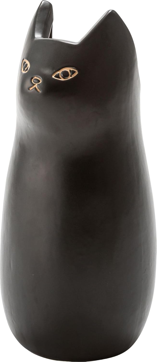 PaletteLife Cat Umbrella Stand, Medium Ceramic Umbrella Holder for Entryway, Cute Scandinavian Decorative Umbrella Rack, Black