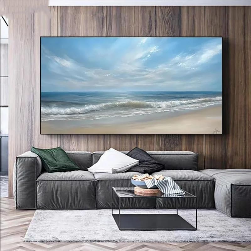 Toile vagues de l'océan côtier décoration murale salon grand format - 2