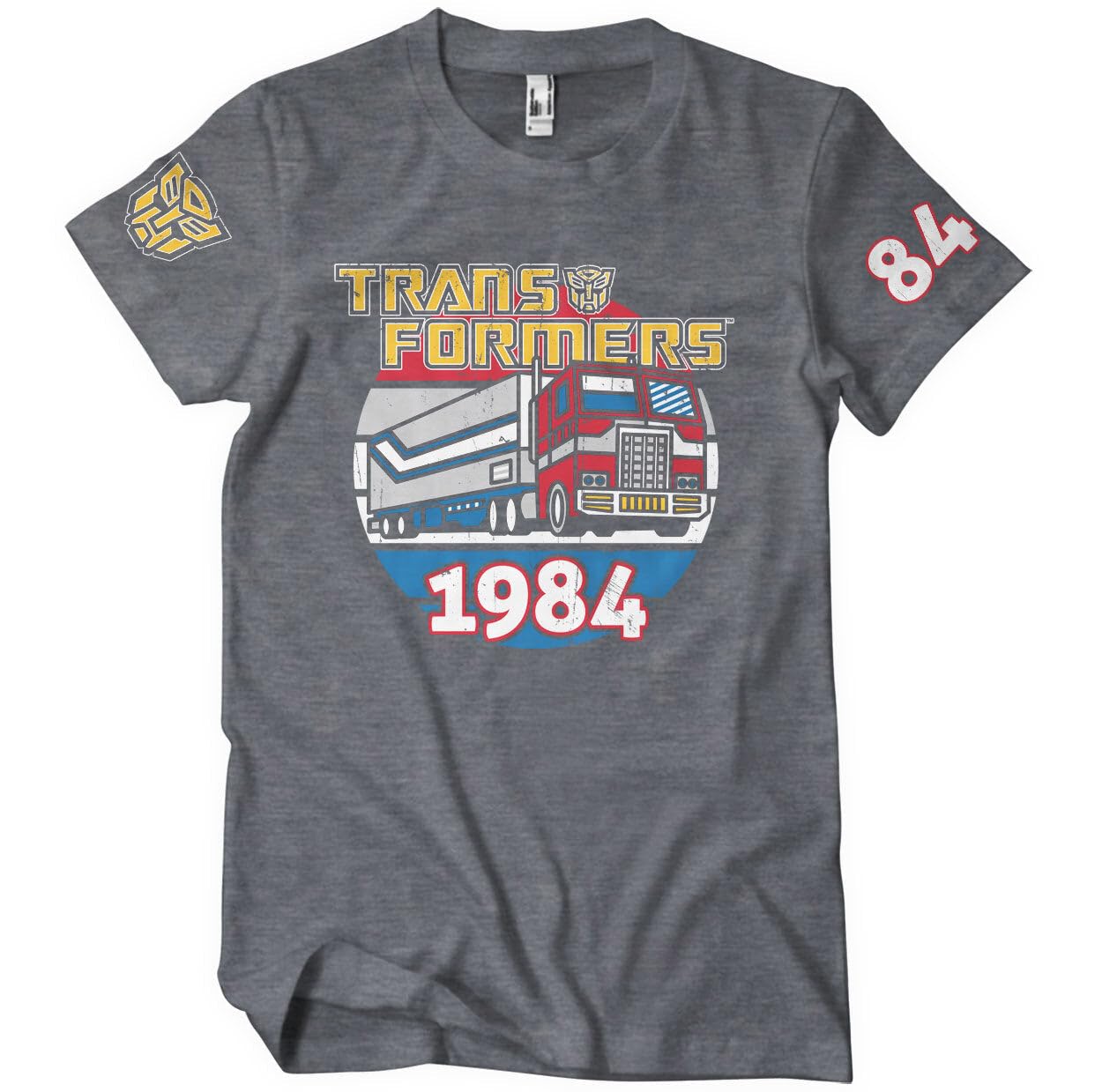 Transformers Men's Dark-Heather Officially Licensed Optimus Prime Of 1984 T-Shirt (Dark-Heather), Large