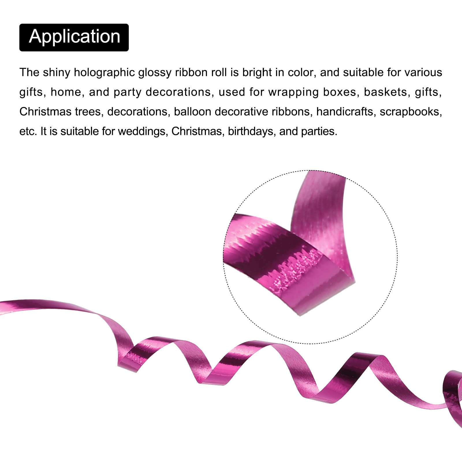 PATIKIL 4pcs Curling Ribbon Crimped Balloon String Shiny Metallic 5mm 10m Iridescent for Party Decoration Gift Wrapping Crafts Rose Red - Image 3