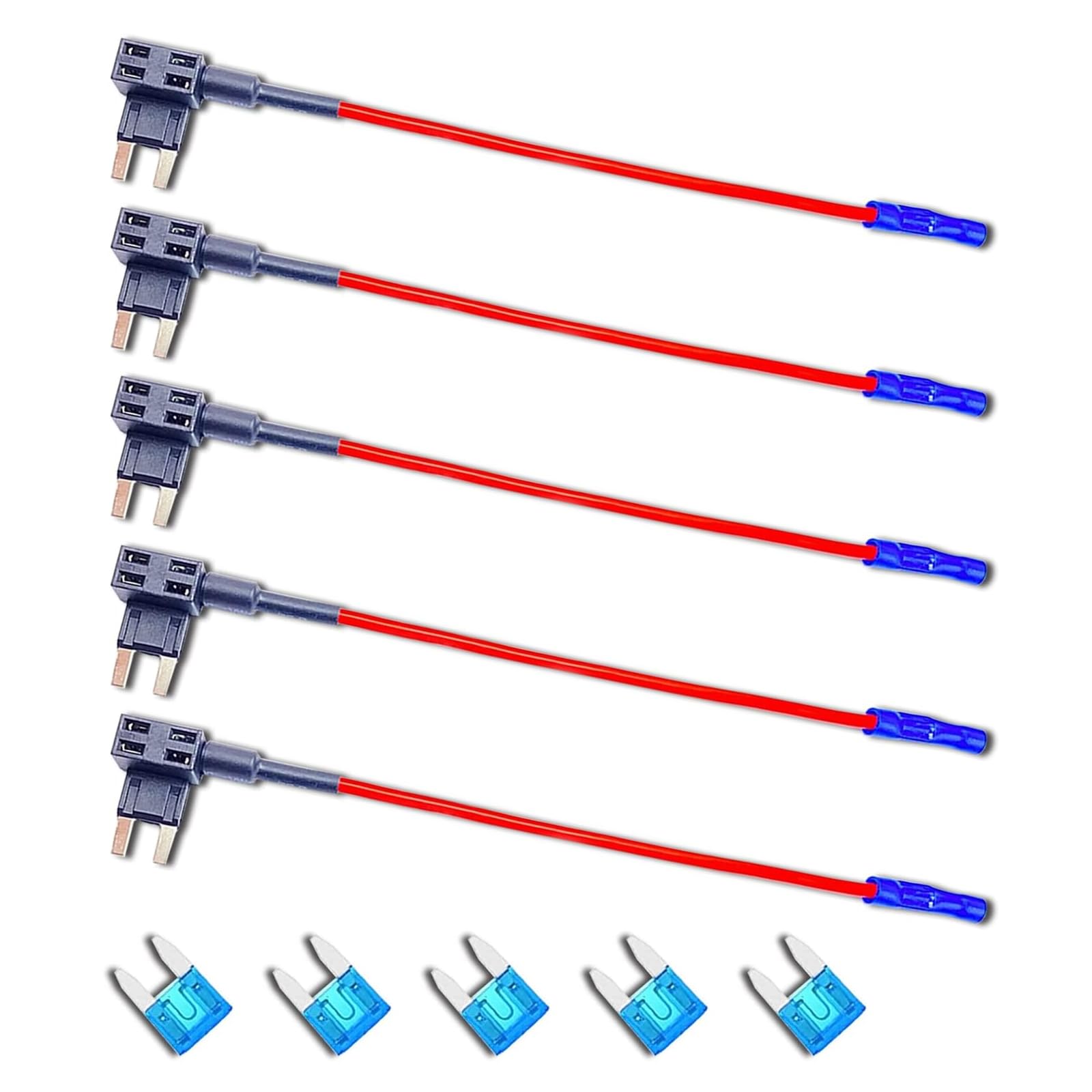 Pack-5 Mini Fuse Box, Blade Fuse Holder, Universal Automobile Replacement Accessories, for Most Cars, Trucks and Vans (Black)