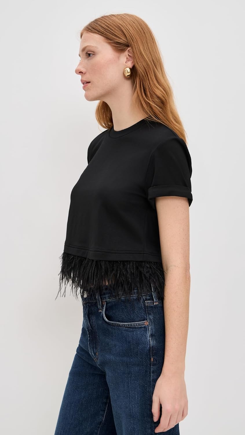 Cinq à Sept Women's Short Sleeve Cropped Feather Tee - Image 4