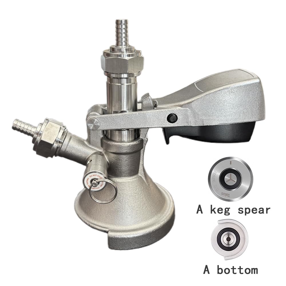 Semfeil Brew All 304 Stainless Steel A type Keg Coupler Beer Barrel German Slider A System Keg Coupler Beer Kegerator Parts Beer Keg Tap for German A system Keg Coupler Dispenser