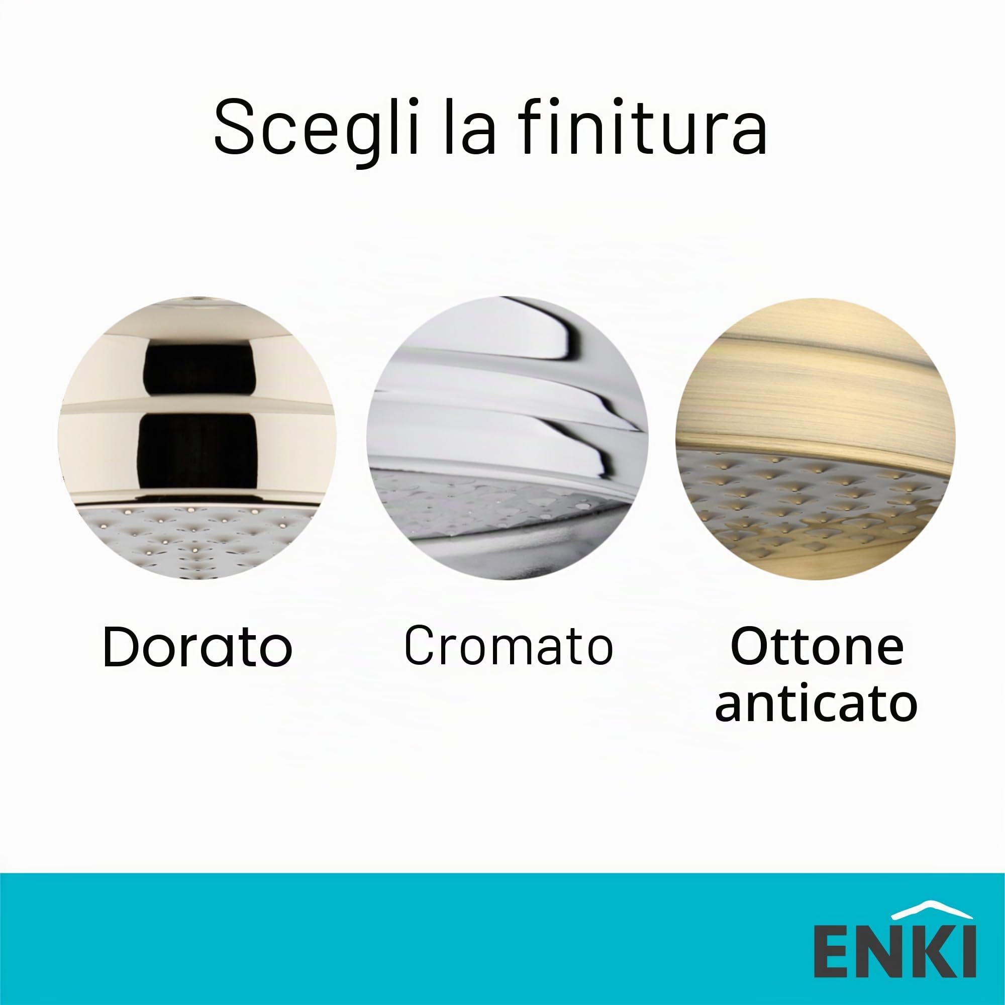 ENKI Soffione rotondo per doccia termostatica classico ottone cromato