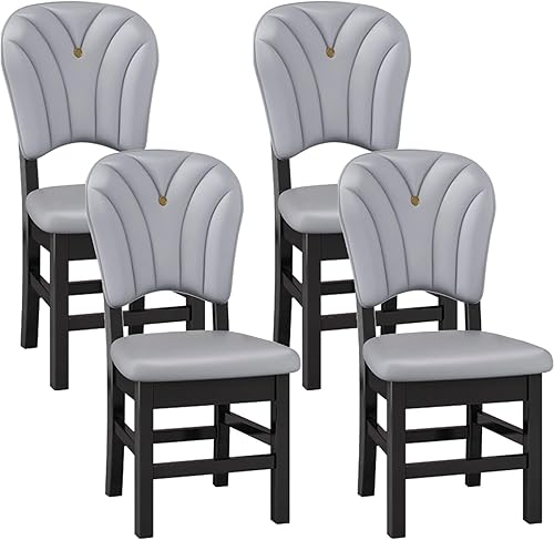 Miniatura 15 de Upholstered Leather Dining Room Chairs, Dining Chairs Set Kitchen Chair with Solid Wood Legs, Dining Room Side Chair for Bedroom, Vanity, Living