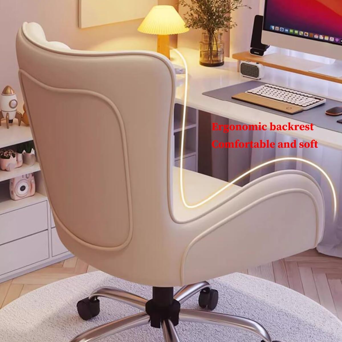 Sedia Da Ufficio Con Braccioli Ribaltabili Altezza Regolabile E Schienale Inclinabile Beige