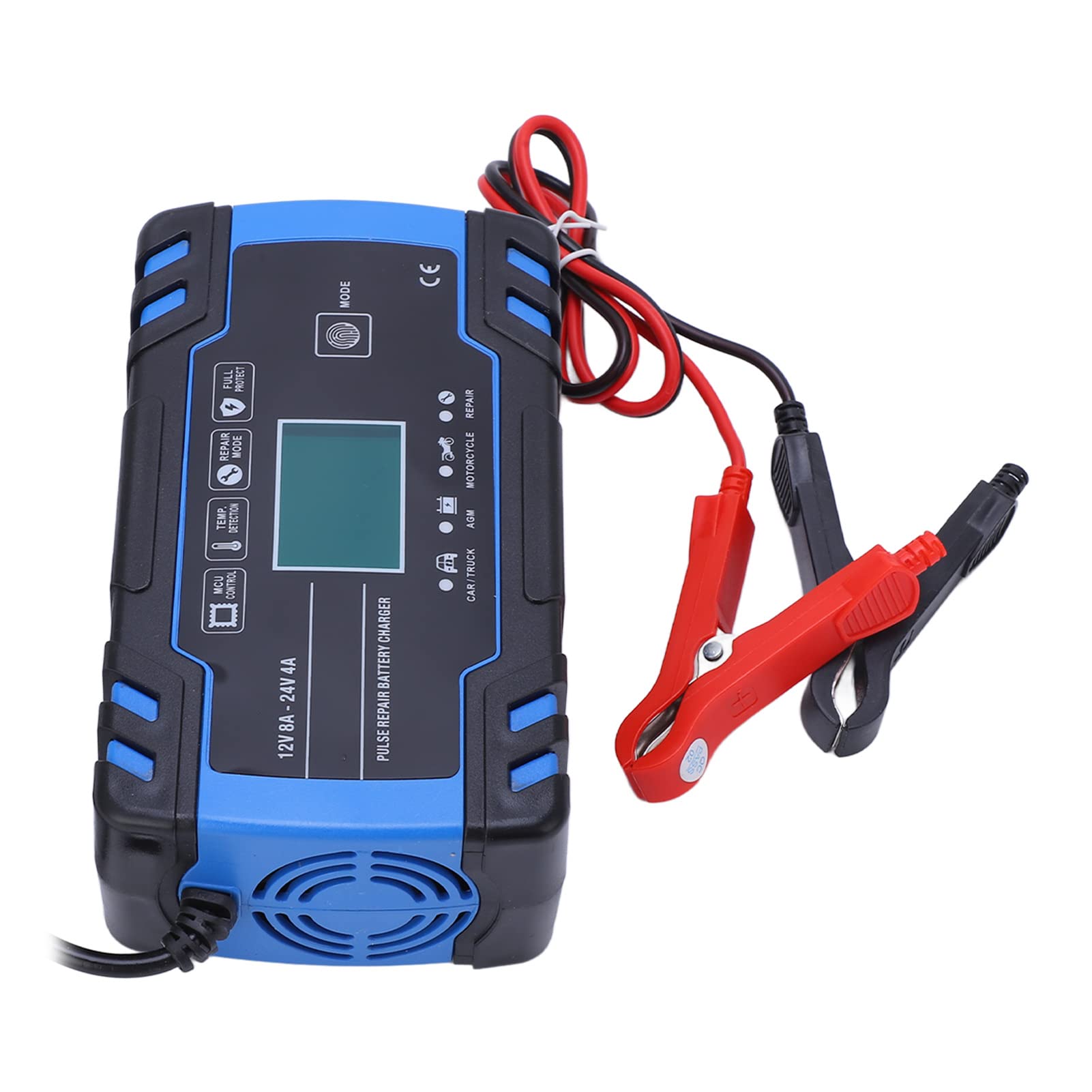 Caricabatterie Auto 12V, Mantenitore Automatico per Batterie AGM con Ventola di Raffreddamento e Guscio in ABS, Alimentatore per Ricarica e Manutenzione Batteria Veicolo