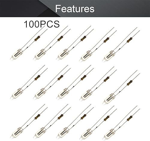 Miniatura 3 de Othmro 100 bombillas LED F6 de 0.236 x 0.630 in de luz roja brillante CA 220 V, bombillas de luz de neón duraderas para lámparas de neón brillantes