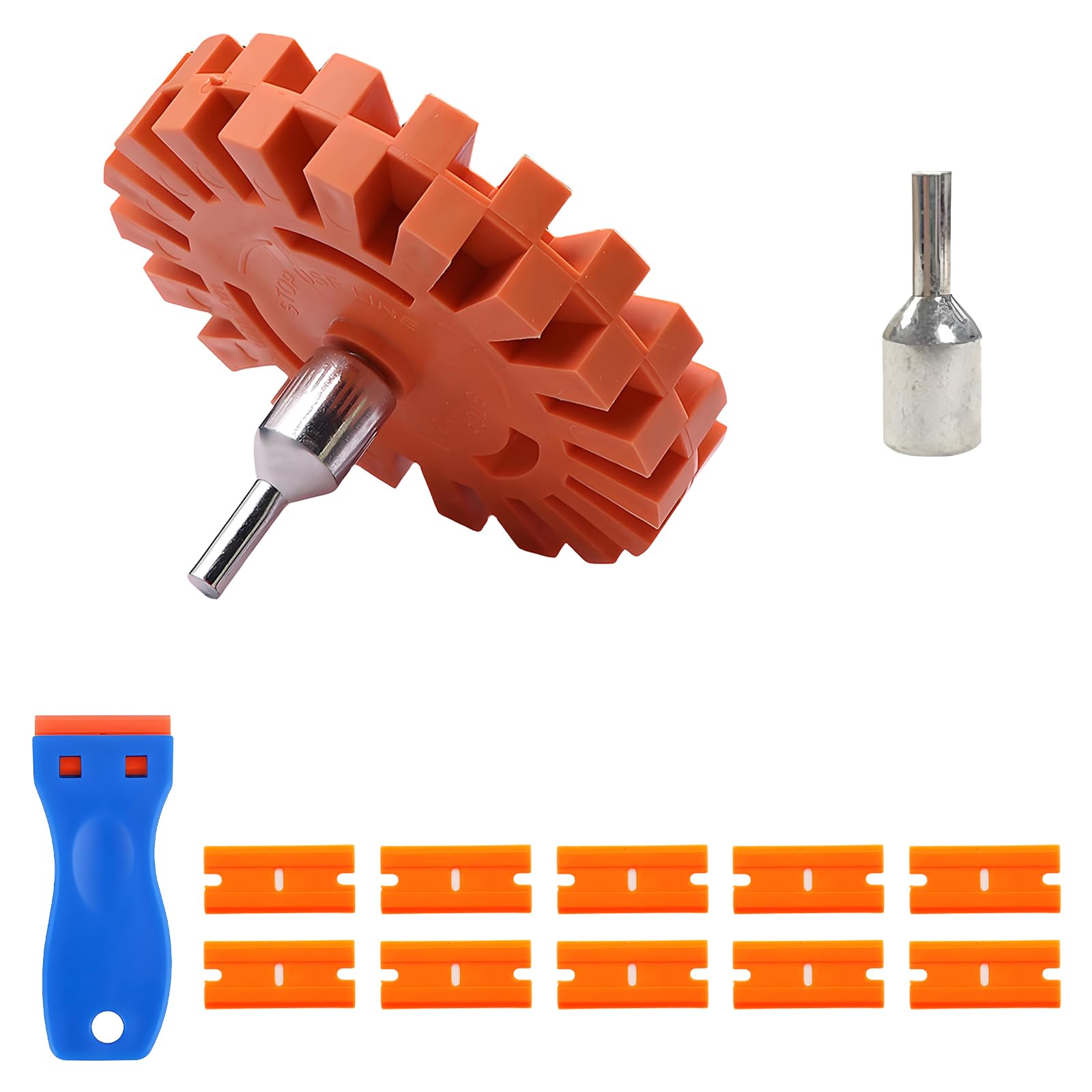 12 Pcs Decal Remover Eraser Wheel Kit, Eraser Wheel Decal Remover, Car Sticker Removers Set, Including Blade Replacement with Shovel Blade, for Floor Stained Surface Scratch
