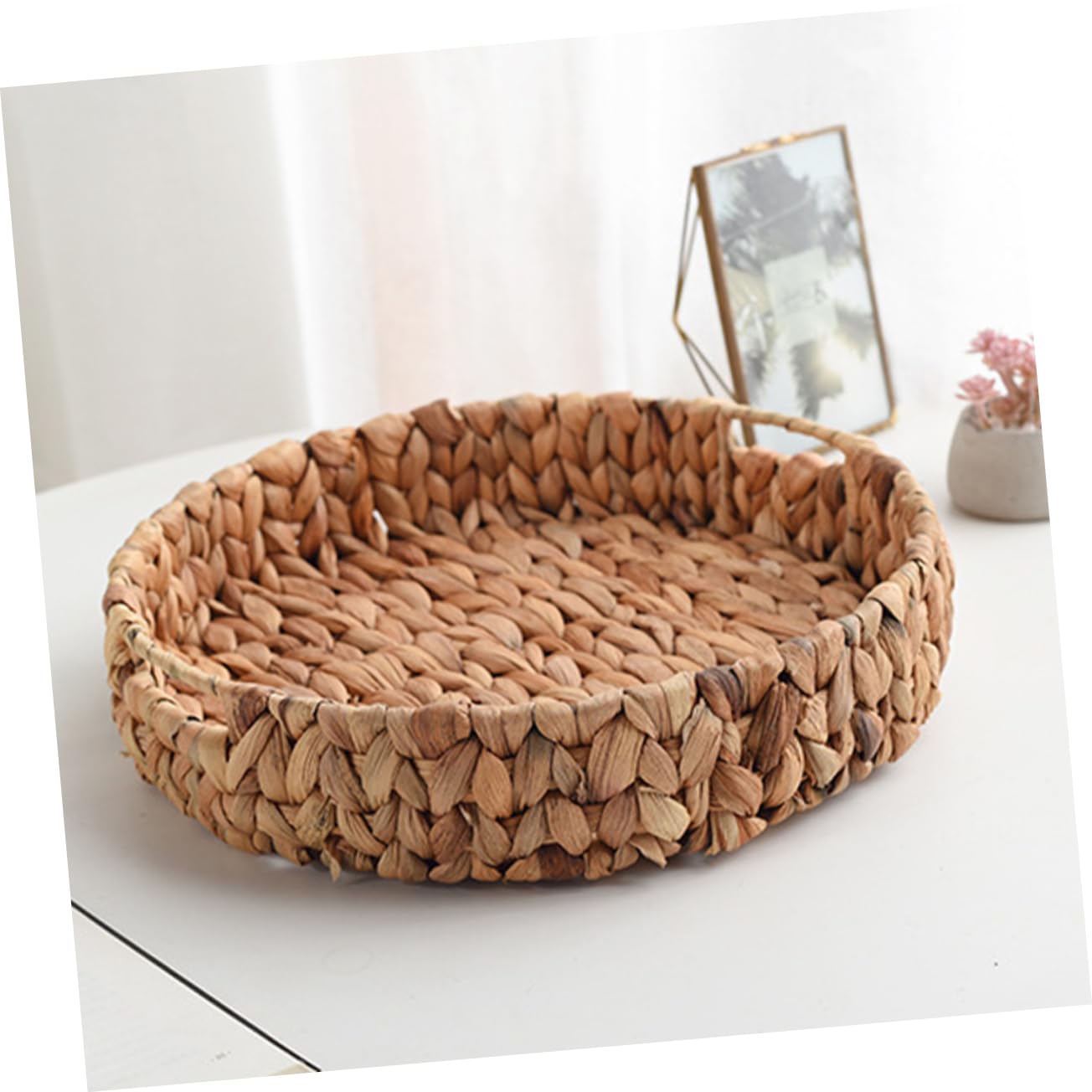 DECHOUS Woven Storage Basket for Fruits Decorative Desktop Organizer Natural Craft with Sturdy Design for Home Decor present Giving