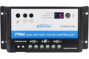 EPEVER Dual Battery Solar Charge Controller 20A for RVs, Caravans, and Boats