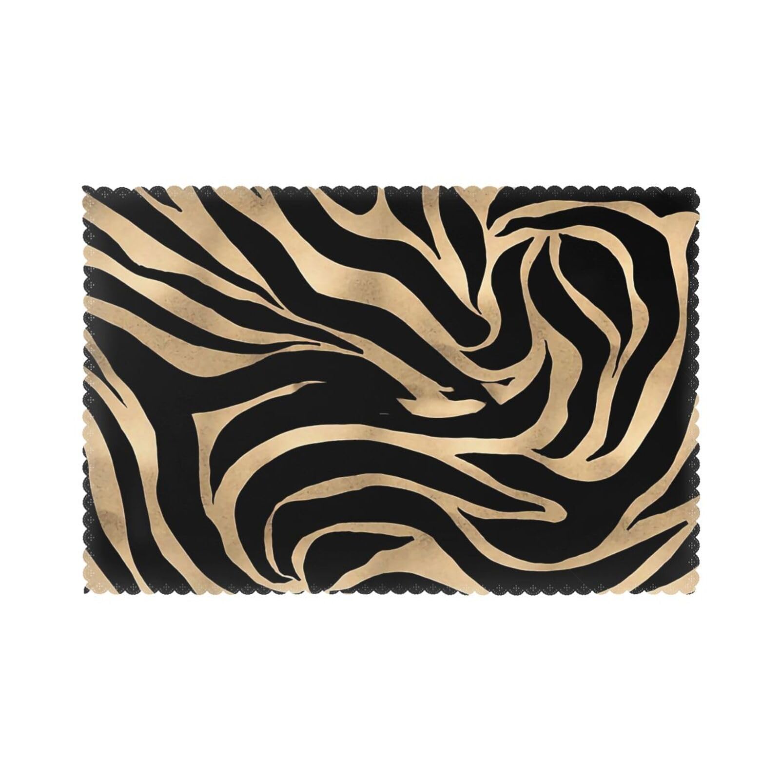 Asbwuo As Pic Elegant Metallic Gold Zebra Black Animal Print Placemats Set Of 4 - Heat Resistant Table Mats For Dining | 12X18 Inch Kitchen Mats
