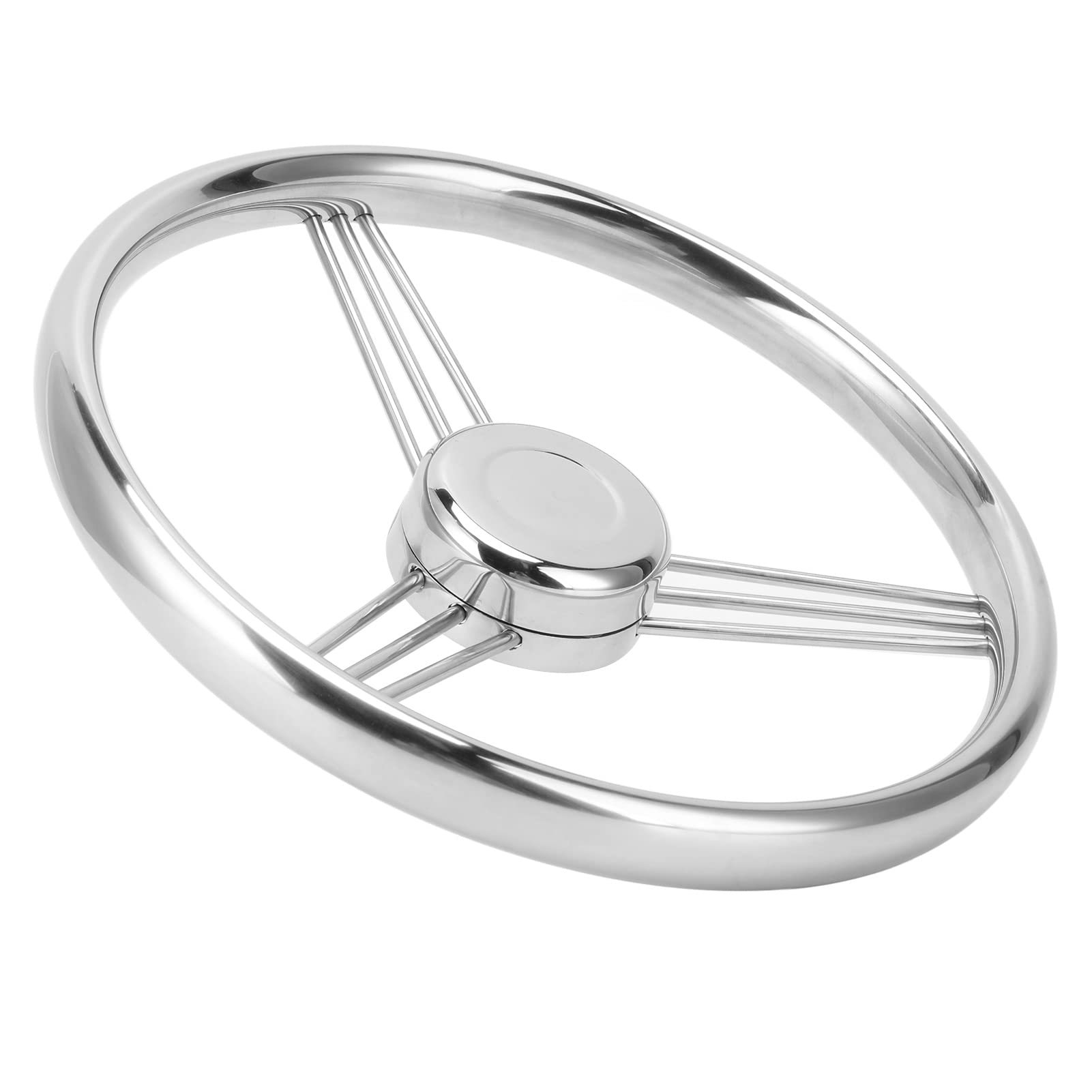 Volanti da, Volante da Barca da 13,5 Pollici 9 Razze 15° 3 Ruote da 4 Pollici con Albero Conico Standard in Acciaio Inossidabile Lucido, Barca per Nave da Yacht Universal Fit