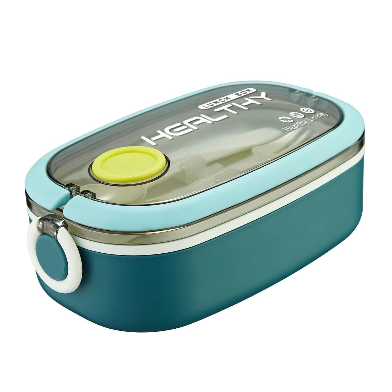 WestBury Bento Tiffin Box with Fork and Spoon | 900 ml | Durable Food-Grade Plastic | Kids' School Lunch Container and Food Storage (Ice Blue)