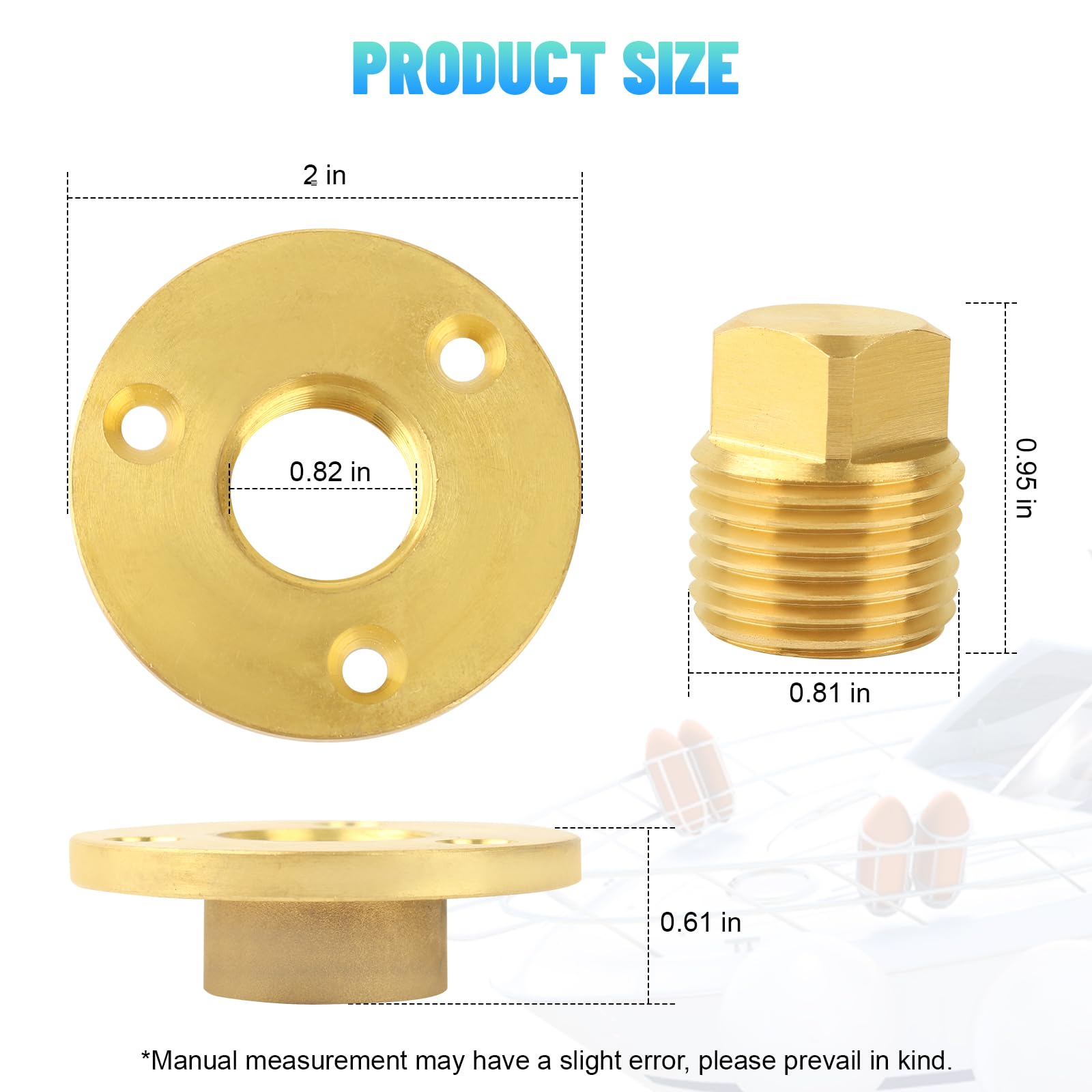 Snapklik.com : Brass Boat Drain Plug Kit Boat Plug Kit 1/2