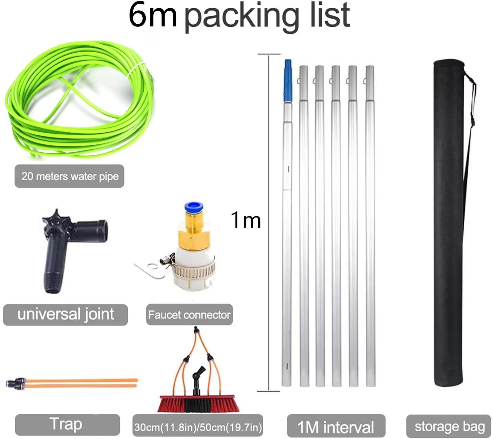 Cepillo extensible de limpieza de ventanas Teles de 6 m para techos de invernadero, perfecto para necesidades de limpieza residenciales y comerciales de alto alcance