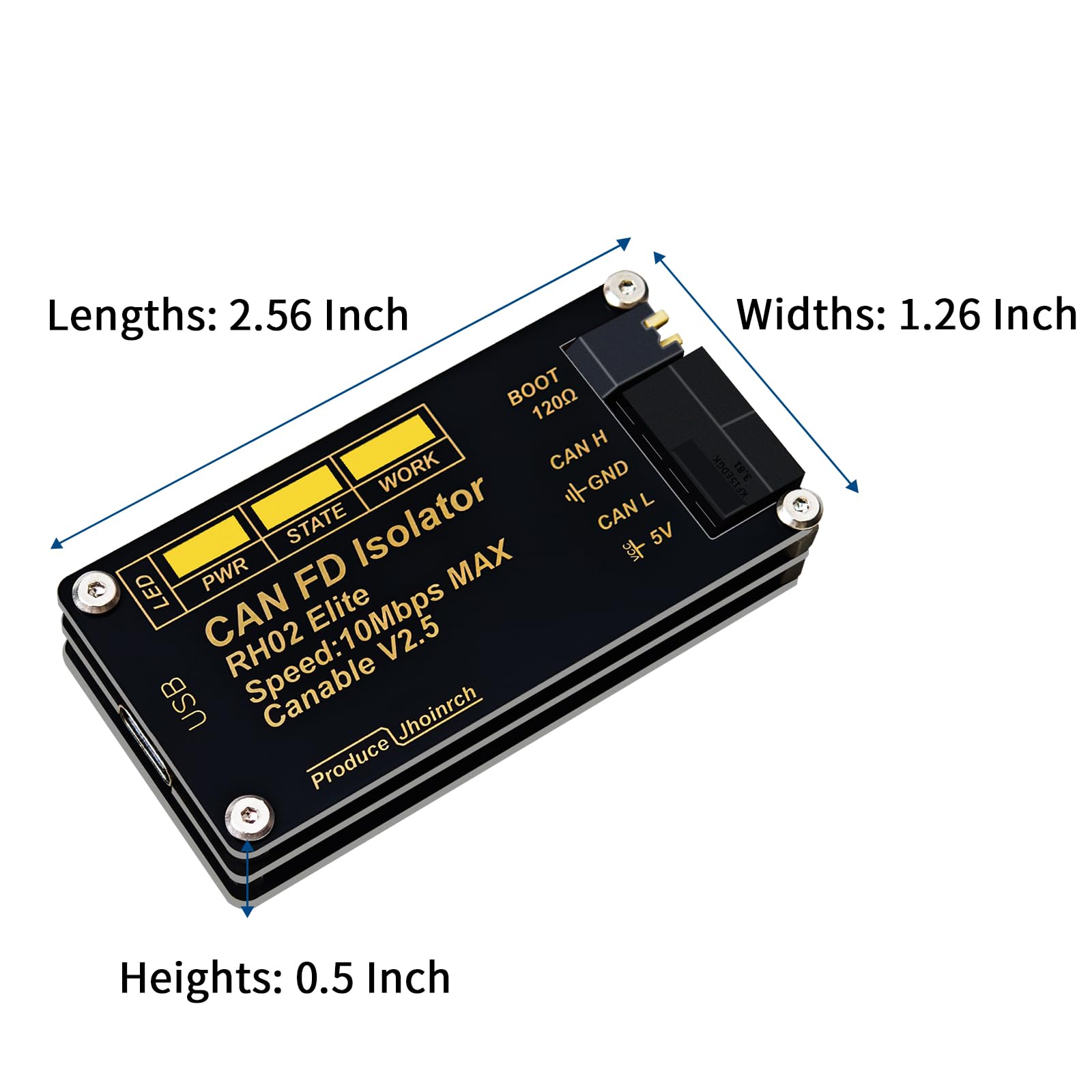 Convertitore adattatore isolato da USB a CAN FD basato su CANable V2.5 supporta fino a 10 Mbps