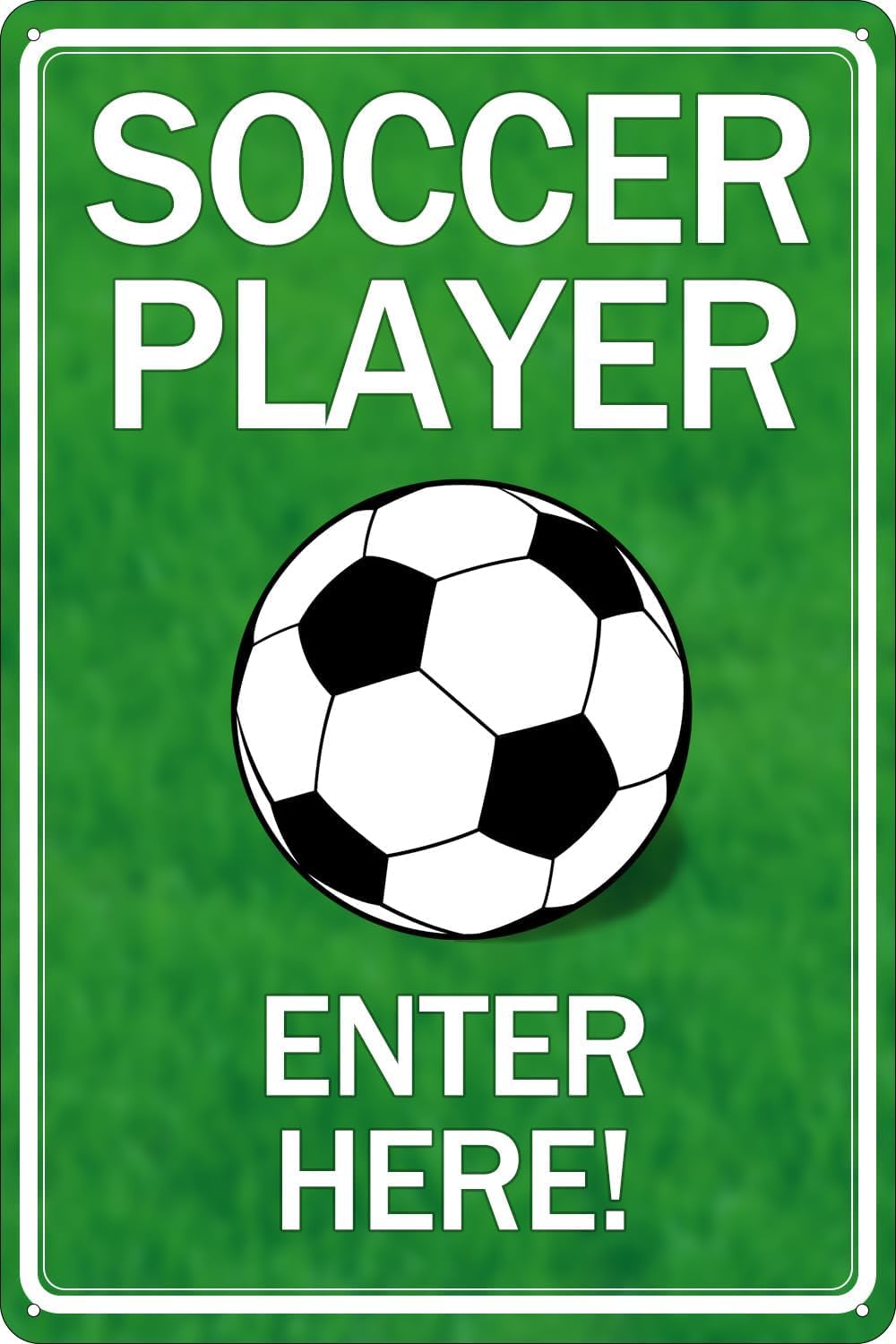 Retro Tin Sign Soccer Players Sign, Soccer Player Gift, Soccer Sign Decor, Soccer Player Enter Here, Funny Home Cafe Bar Pub Art Sign Poster Gifts Decor 8x12 Inch
