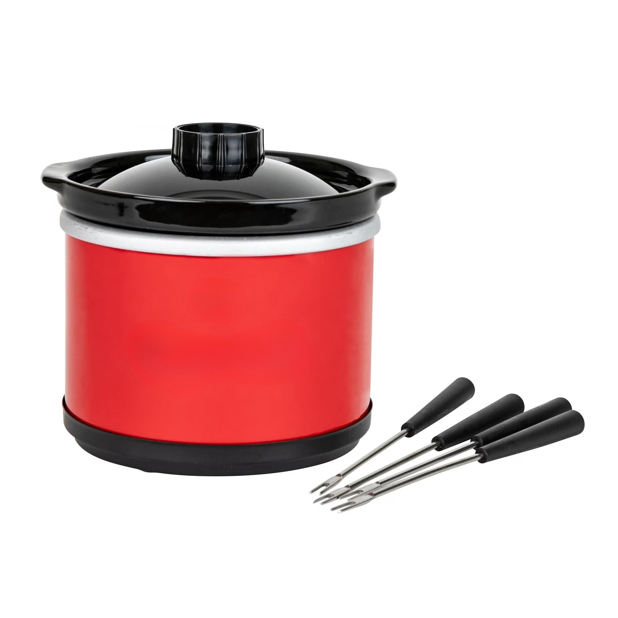 20 oz Chocolate Fondue Dipping Pot, 40-Watts, Nonstick Ceramic, Red